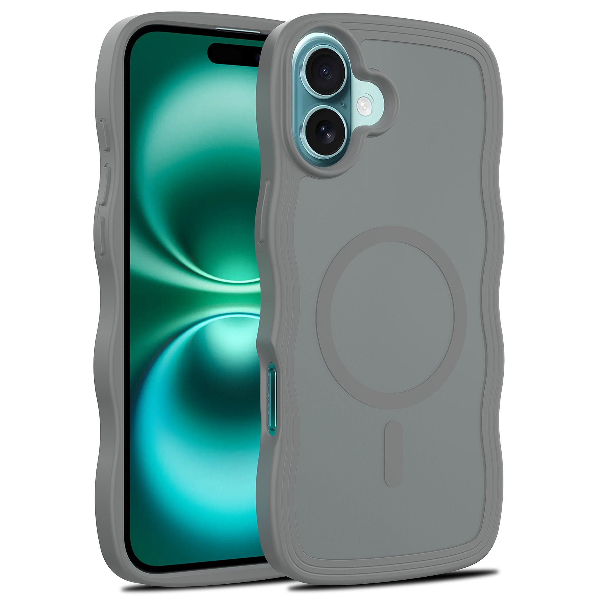 SendaFit Skin-Feel Two-in-One MagSafe Case for iPhone 16 Plus (Orange Accent) - Dark Gray
