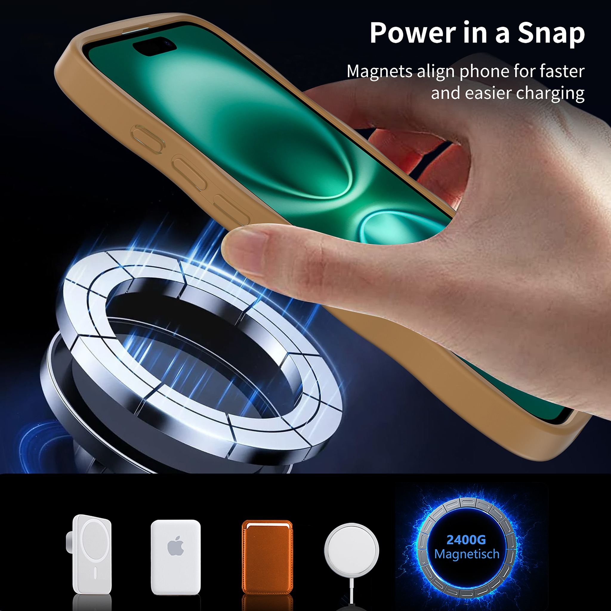 SendaFit Skin-Feel Two-in-One MagSafe Case for iPhone 16 Plus (Orange Accent) detail 1