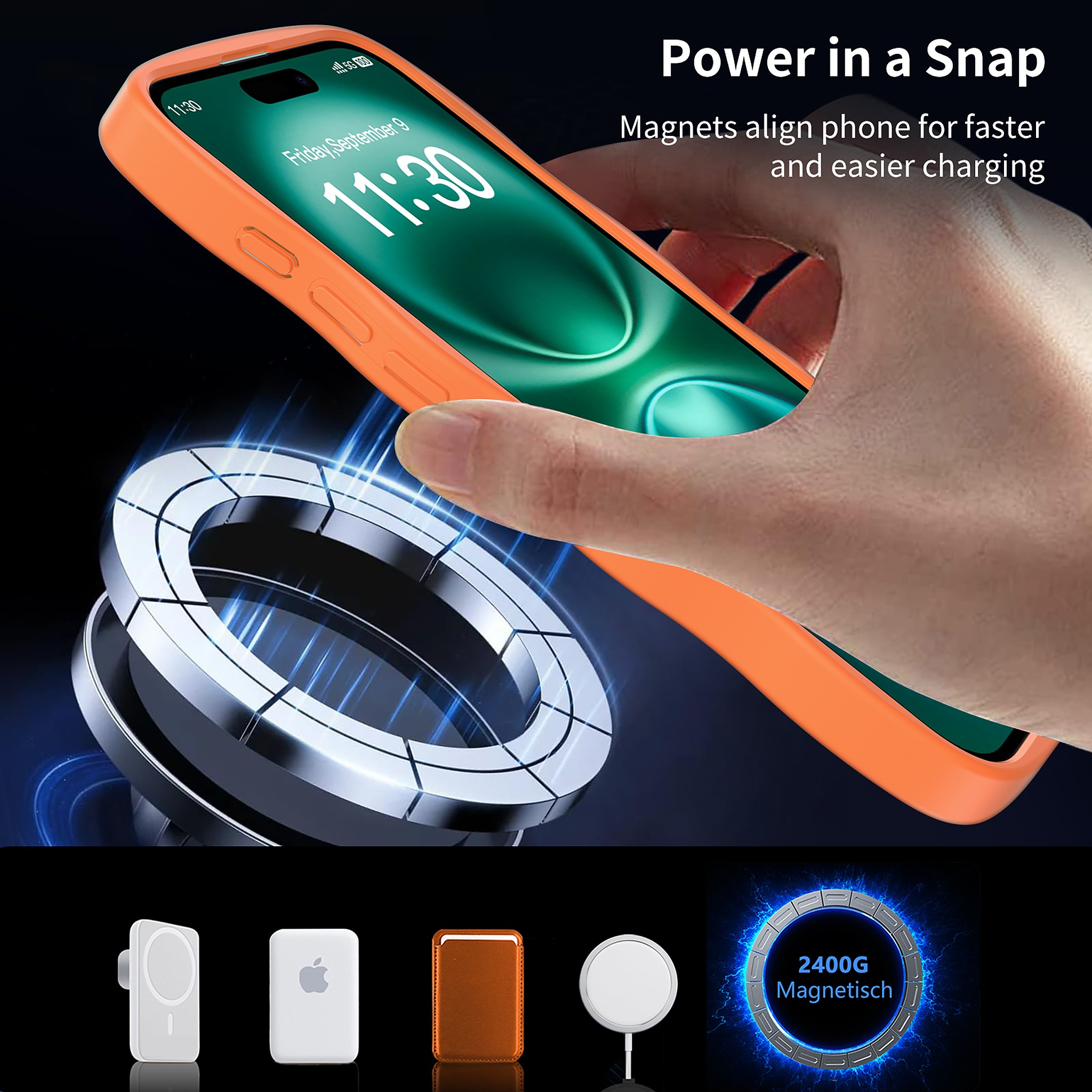 SendaFit Skin-Feel Two-in-One MagSafe Case for iPhone 16 Plus (Orange Accent) detail 26