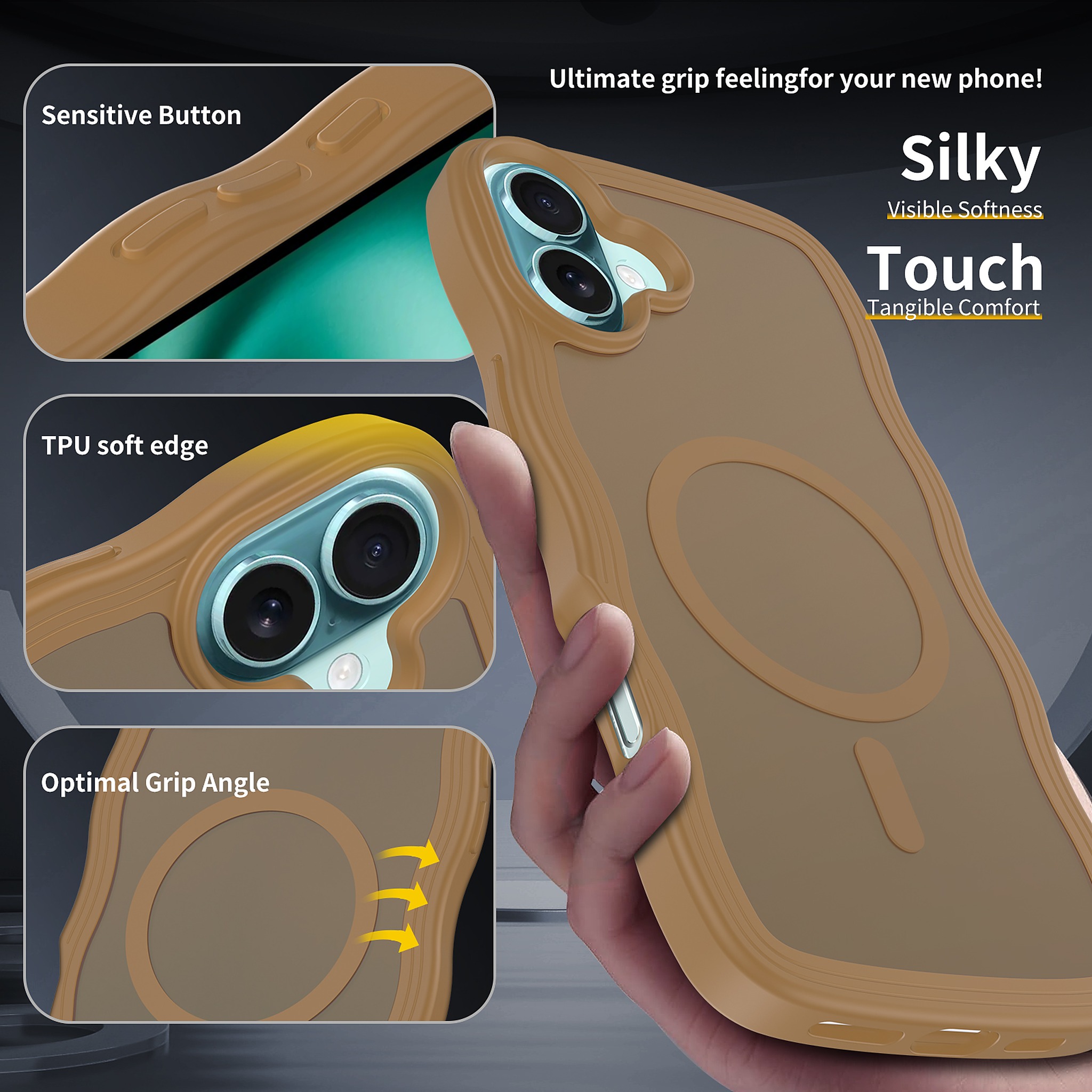 SendaFit Skin-Feel Two-in-One MagSafe Case for iPhone 16 Plus (Orange Accent) detail 4