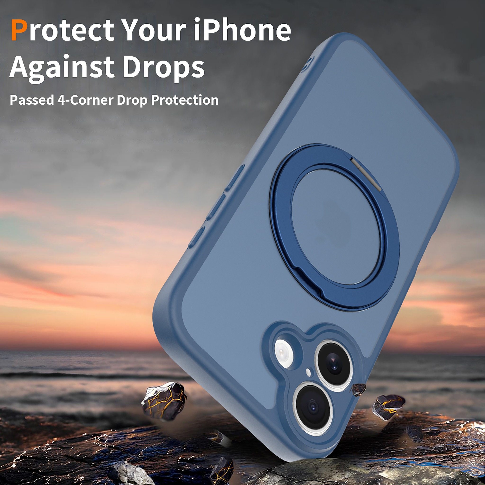 SendaFit Precise-Cutout Matte Skin-Feel 360° Stand Case for iPhone 17 detail 1