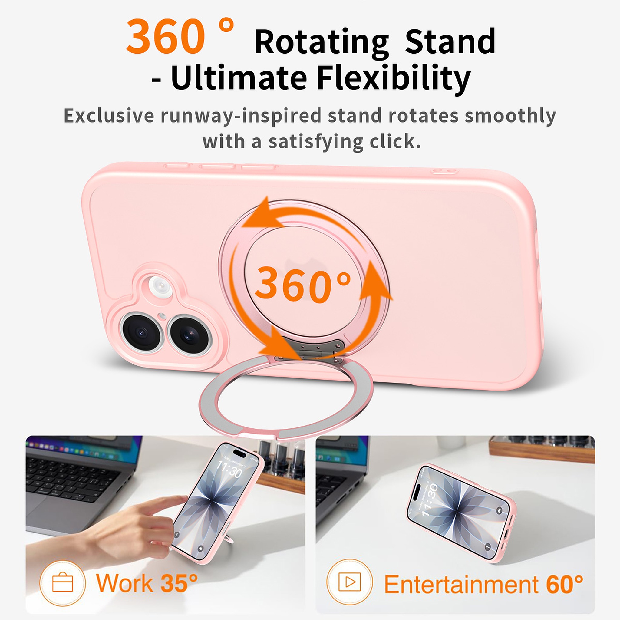 SendaFit Precise-Cutout Matte Skin-Feel 360° Stand Case for iPhone 17 detail 22