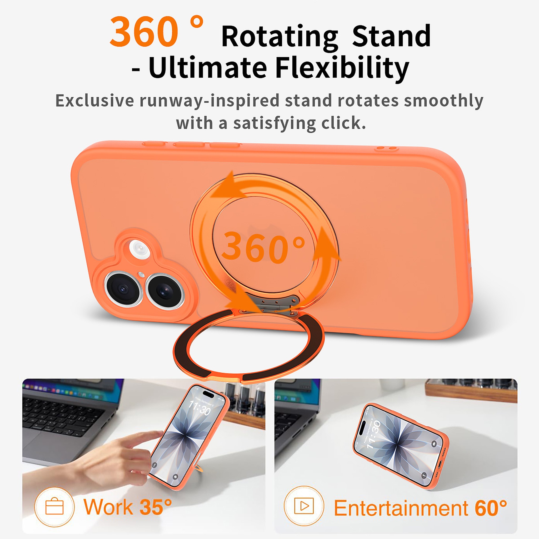 SendaFit Precise-Cutout Matte Skin-Feel 360° Stand Case for iPhone 17 detail 29