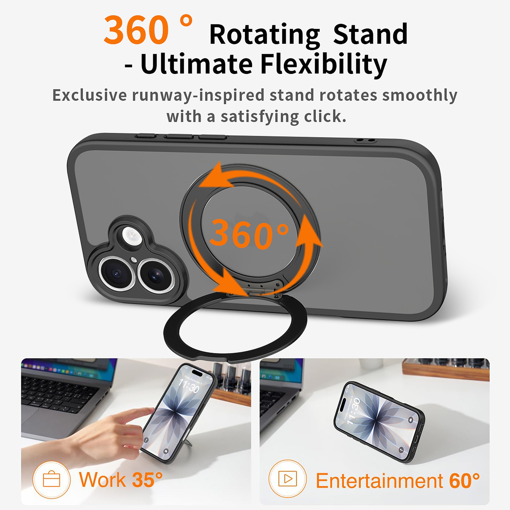 SendaFit Precise-Cutout Matte Skin-Feel 360° Stand Case for iPhone 17 detail 33