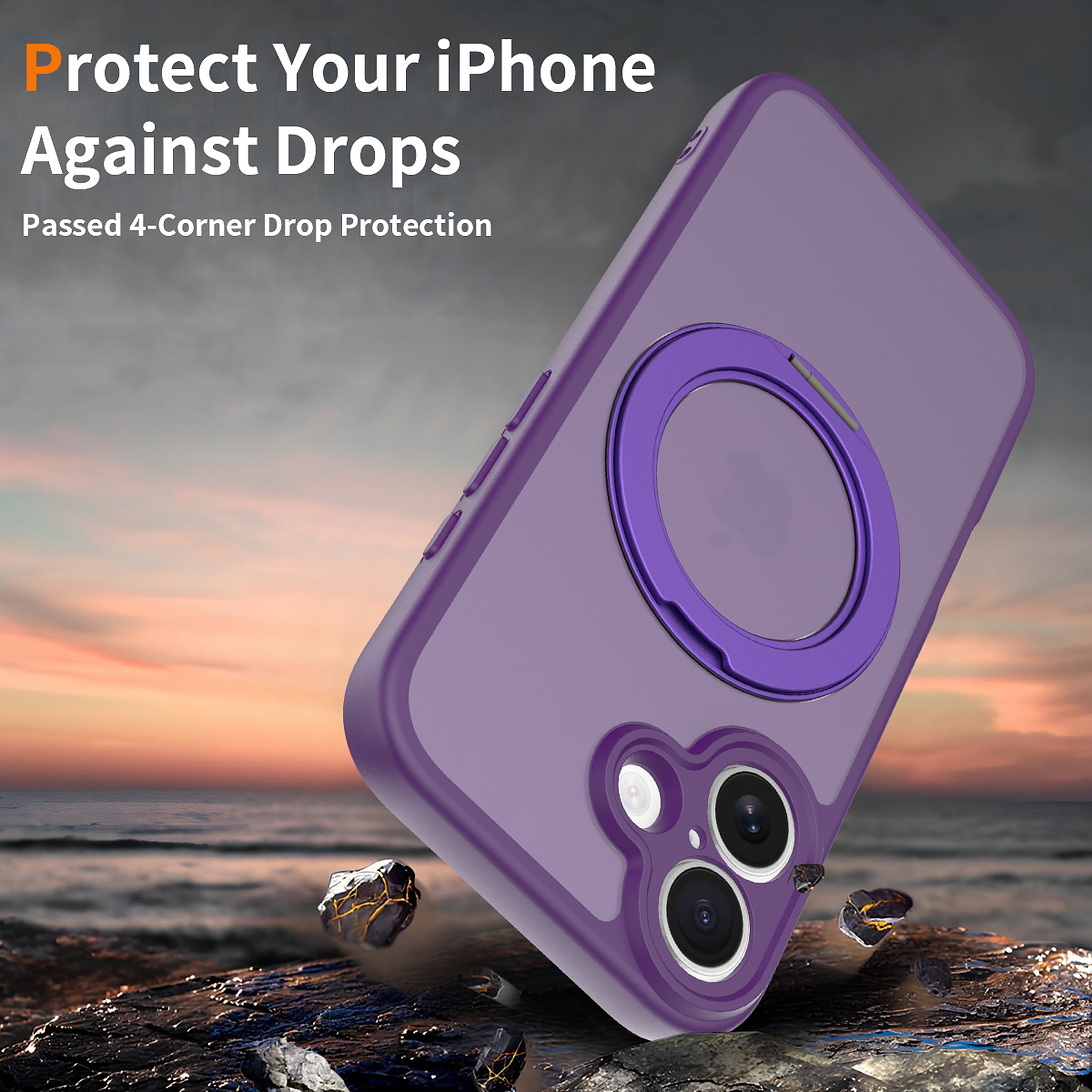 SendaFit Precise-Cutout Matte Skin-Feel 360° Stand Case for iPhone 17 detail 7