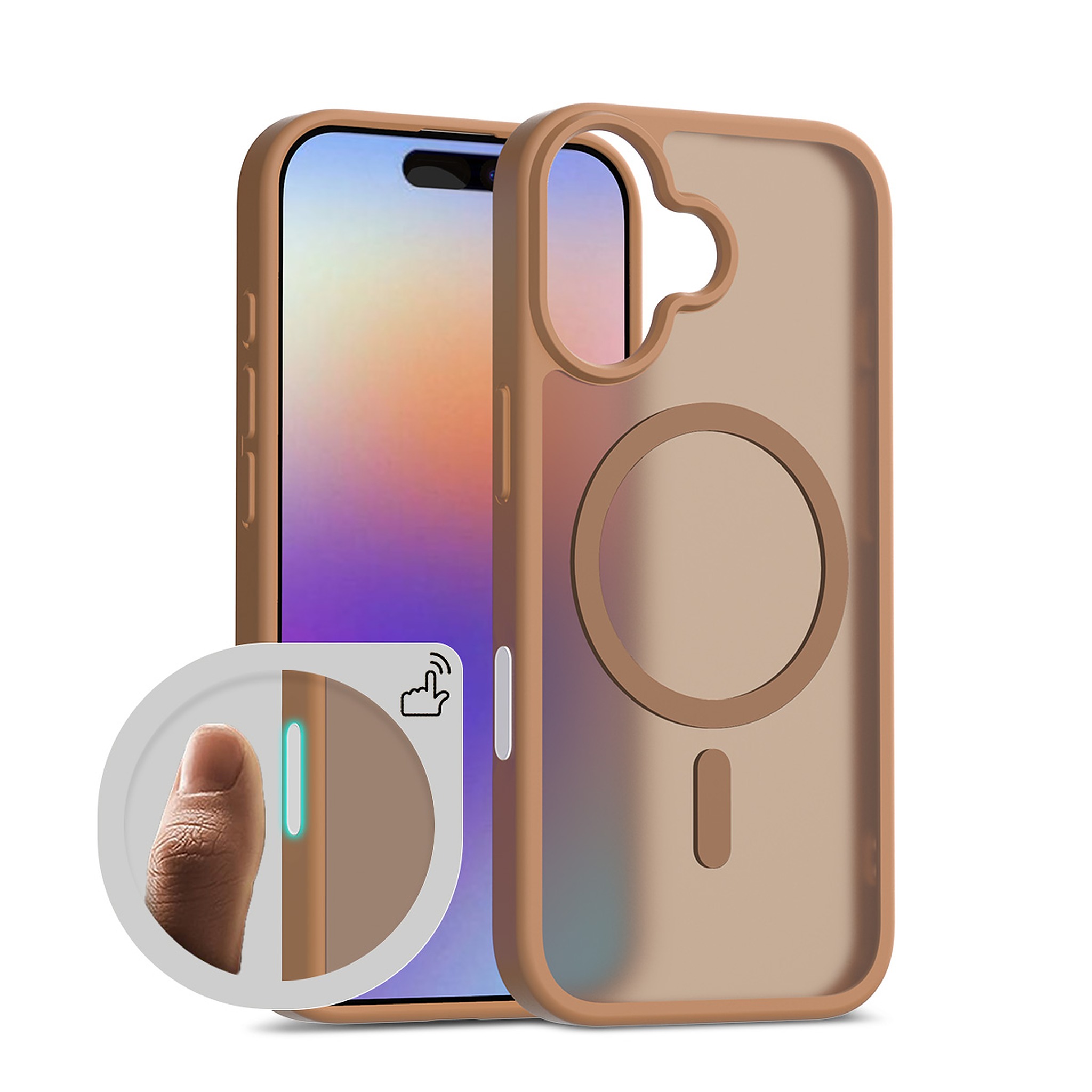 SendaFit Matte Skin-Feel Two-in-One Camera-Button Lanyard Hole MagSafe Case for iPhone 17 - Coffee Brown