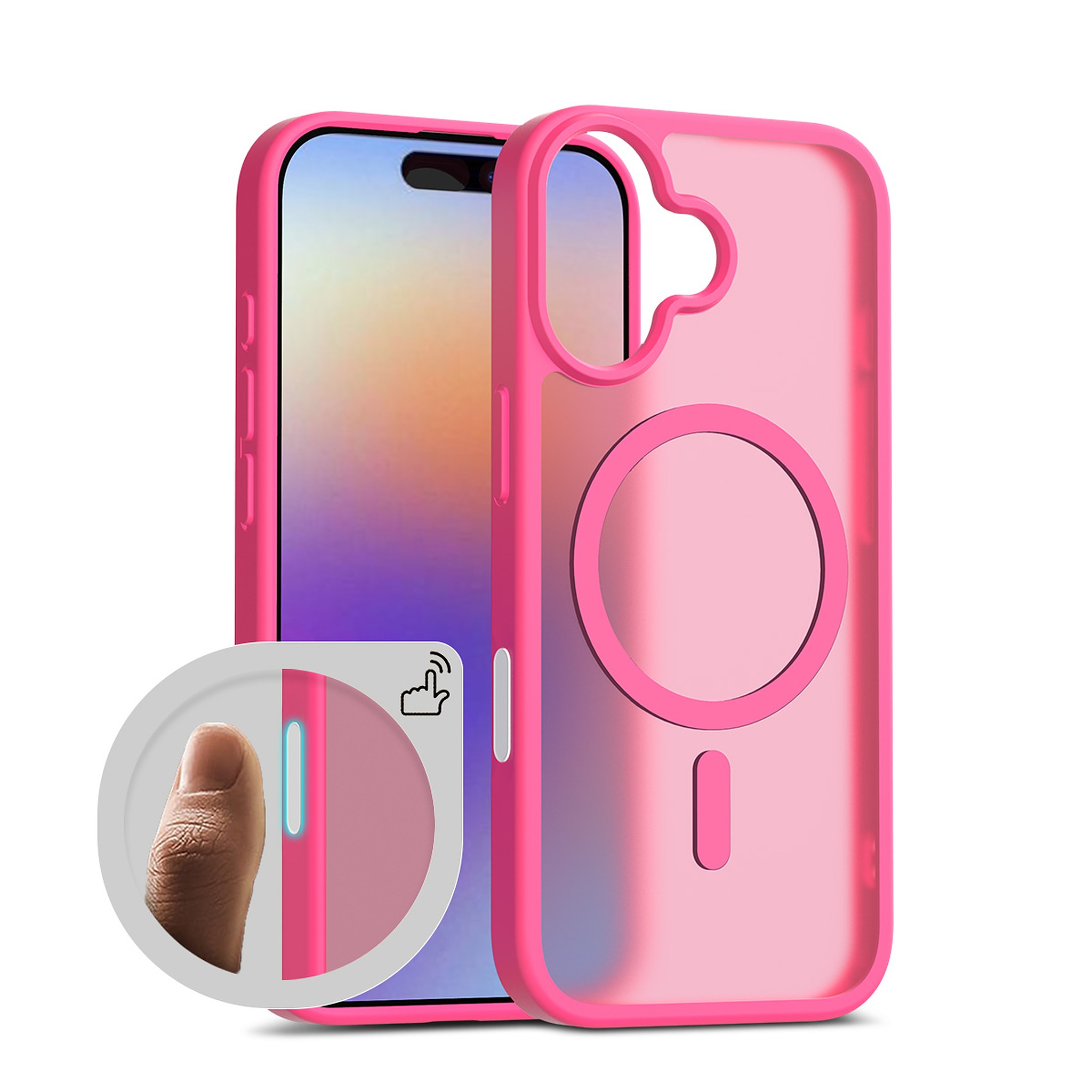 SendaFit Matte Skin-Feel Two-in-One Camera-Button Lanyard Hole MagSafe Case for iPhone 17 - Rose Red