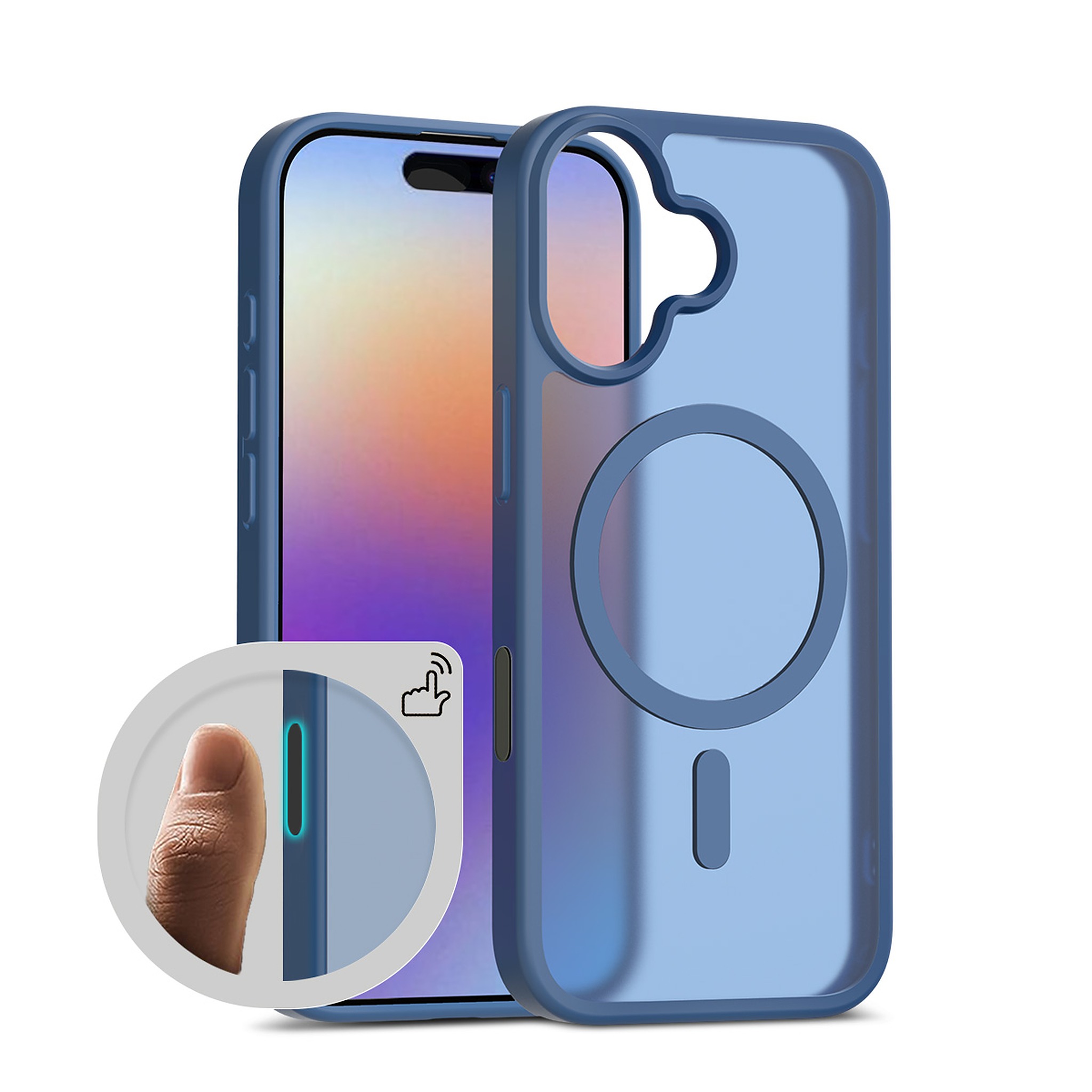 SendaFit Matte Skin-Feel Two-in-One Camera-Button Lanyard Hole MagSafe Case for iPhone 17 - Royal Blue