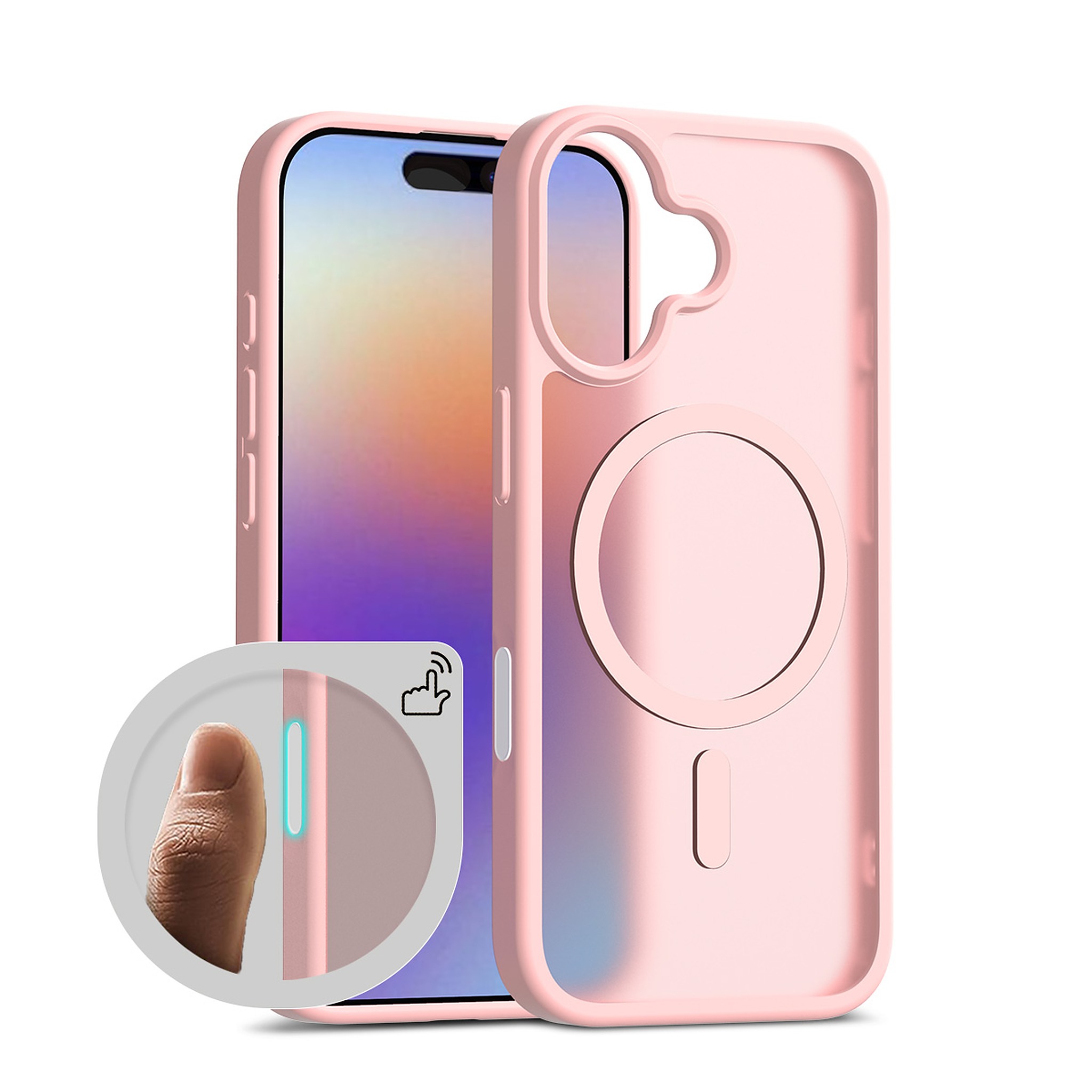 SendaFit Matte Skin-Feel Two-in-One Camera-Button Lanyard Hole MagSafe Case for iPhone 17 - Light Pink