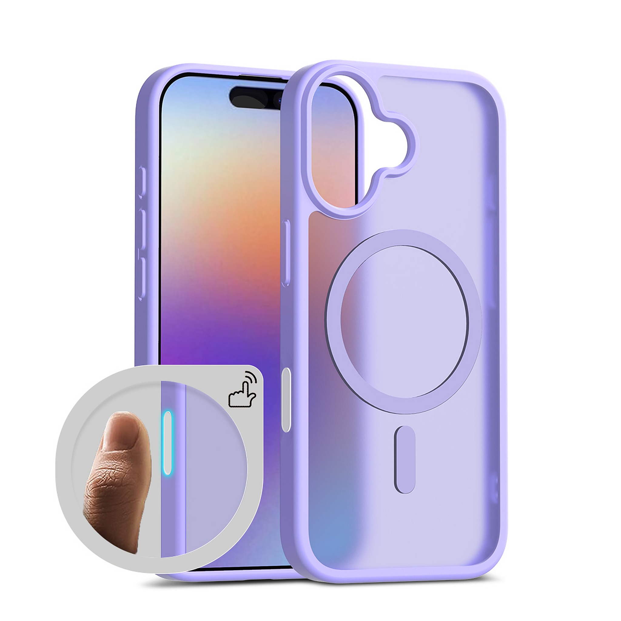 SendaFit Matte Skin-Feel Two-in-One Camera-Button Lanyard Hole MagSafe Case for iPhone 17 - Light Purple
