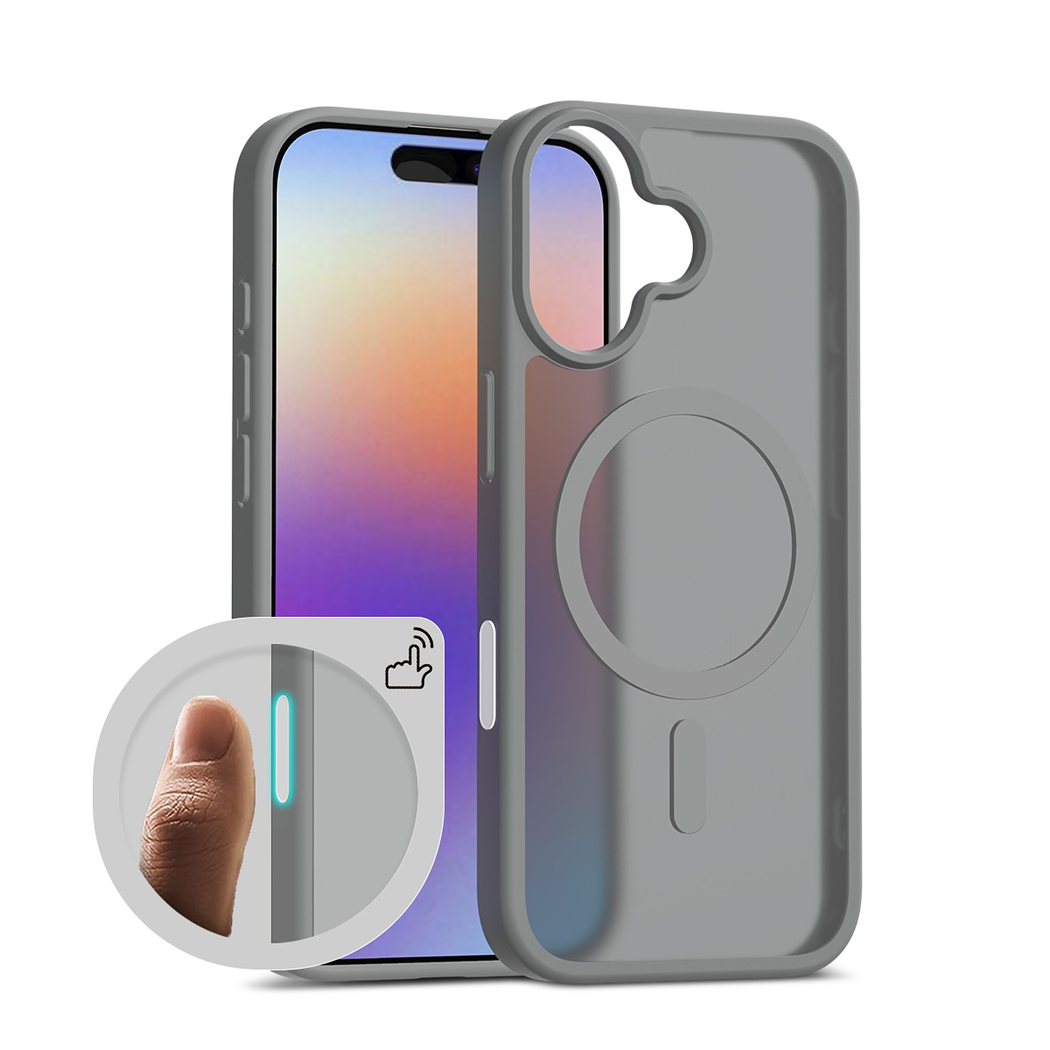 SendaFit Matte Skin-Feel Two-in-One Camera-Button Lanyard Hole MagSafe Case for iPhone 17 - Dark Gray