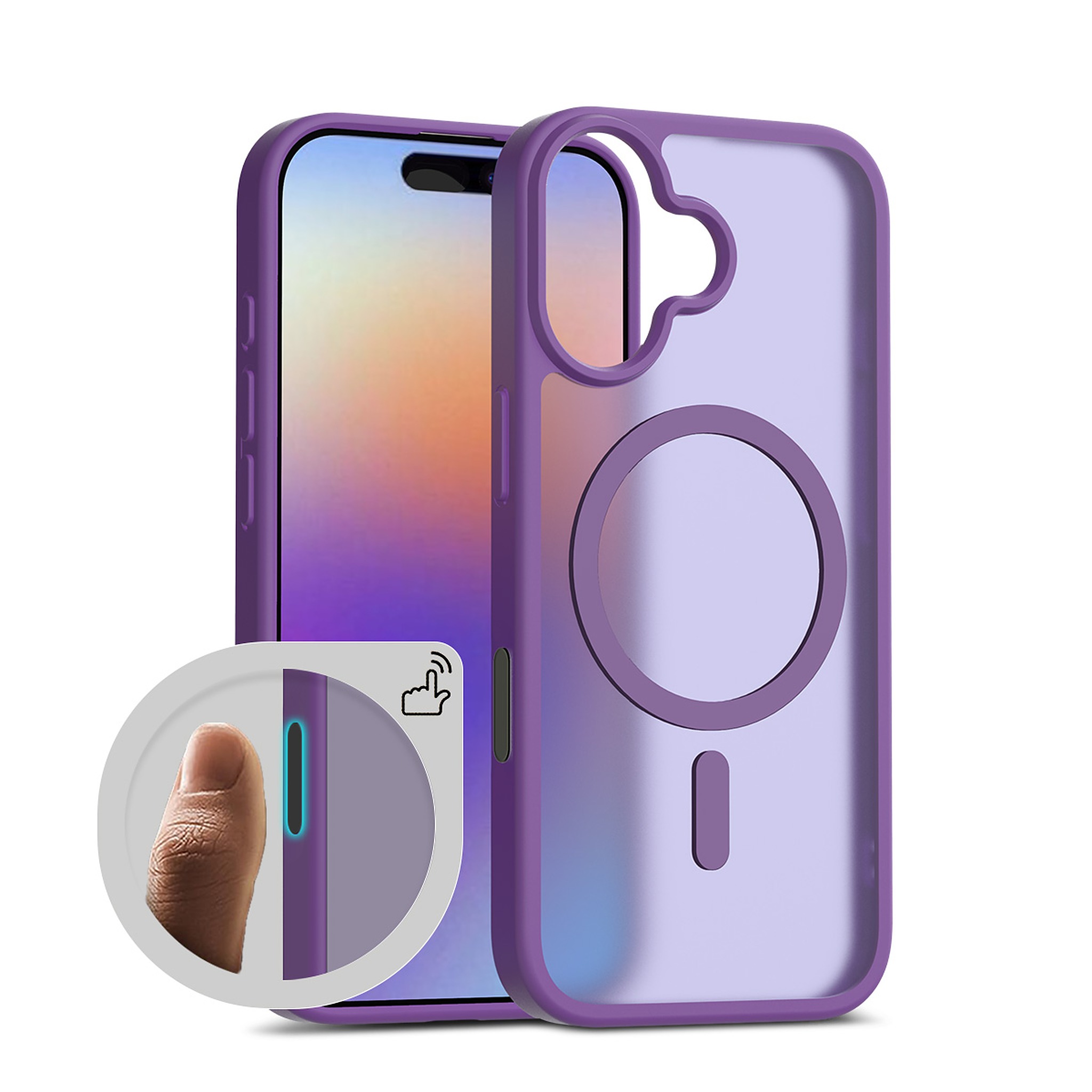 SendaFit Matte Skin-Feel Two-in-One Camera-Button Lanyard Hole MagSafe Case for iPhone 17 - Deep Purple