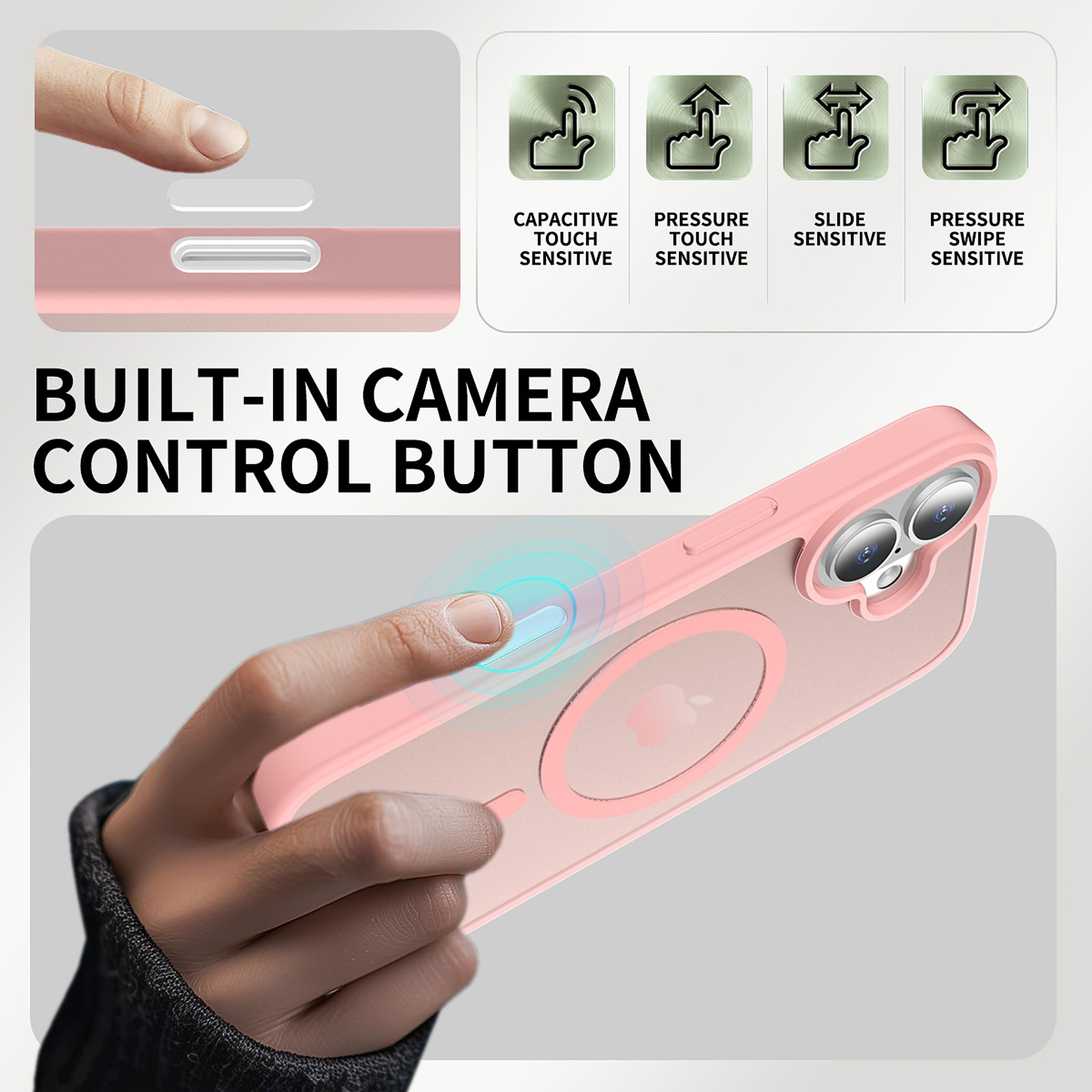SendaFit Matte Skin-Feel Two-in-One Camera-Button Lanyard Hole MagSafe Case for iPhone 17 detail 15