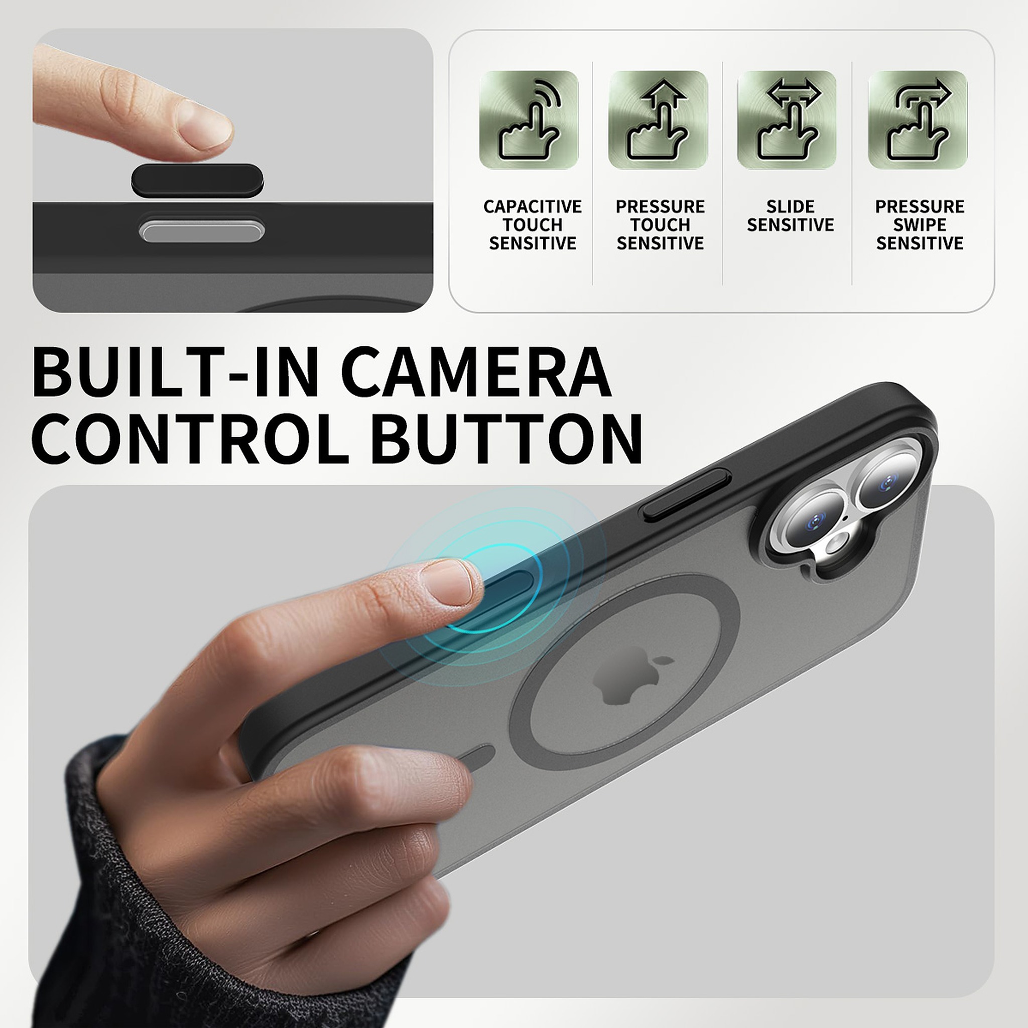 SendaFit Matte Skin-Feel Two-in-One Camera-Button Lanyard Hole MagSafe Case for iPhone 17 detail 2