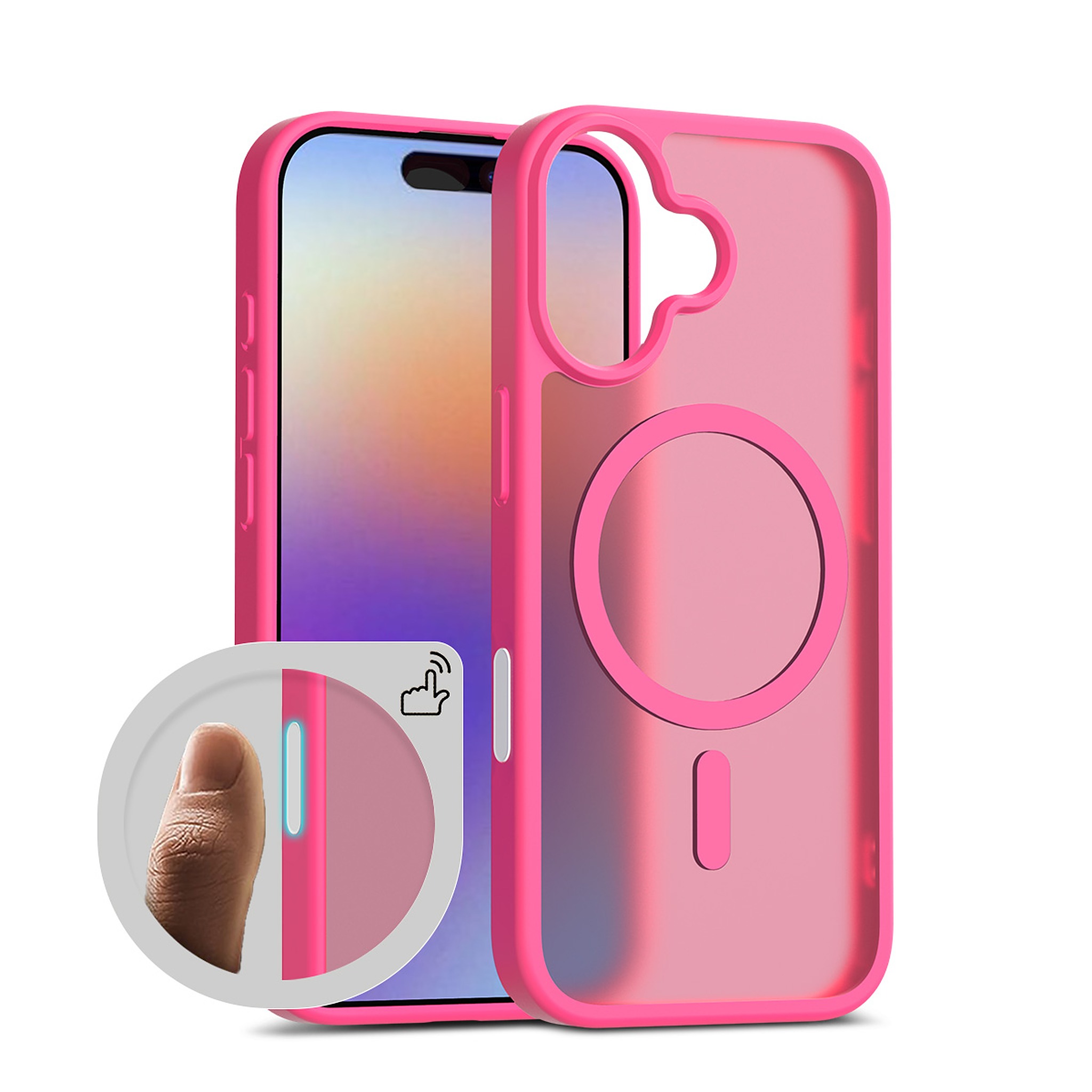 SendaFit Matte Skin-Feel Two-in-One Camera-Button Lanyard Hole MagSafe Case for iPhone 17 (Slim Speaker Port) - Rose Red