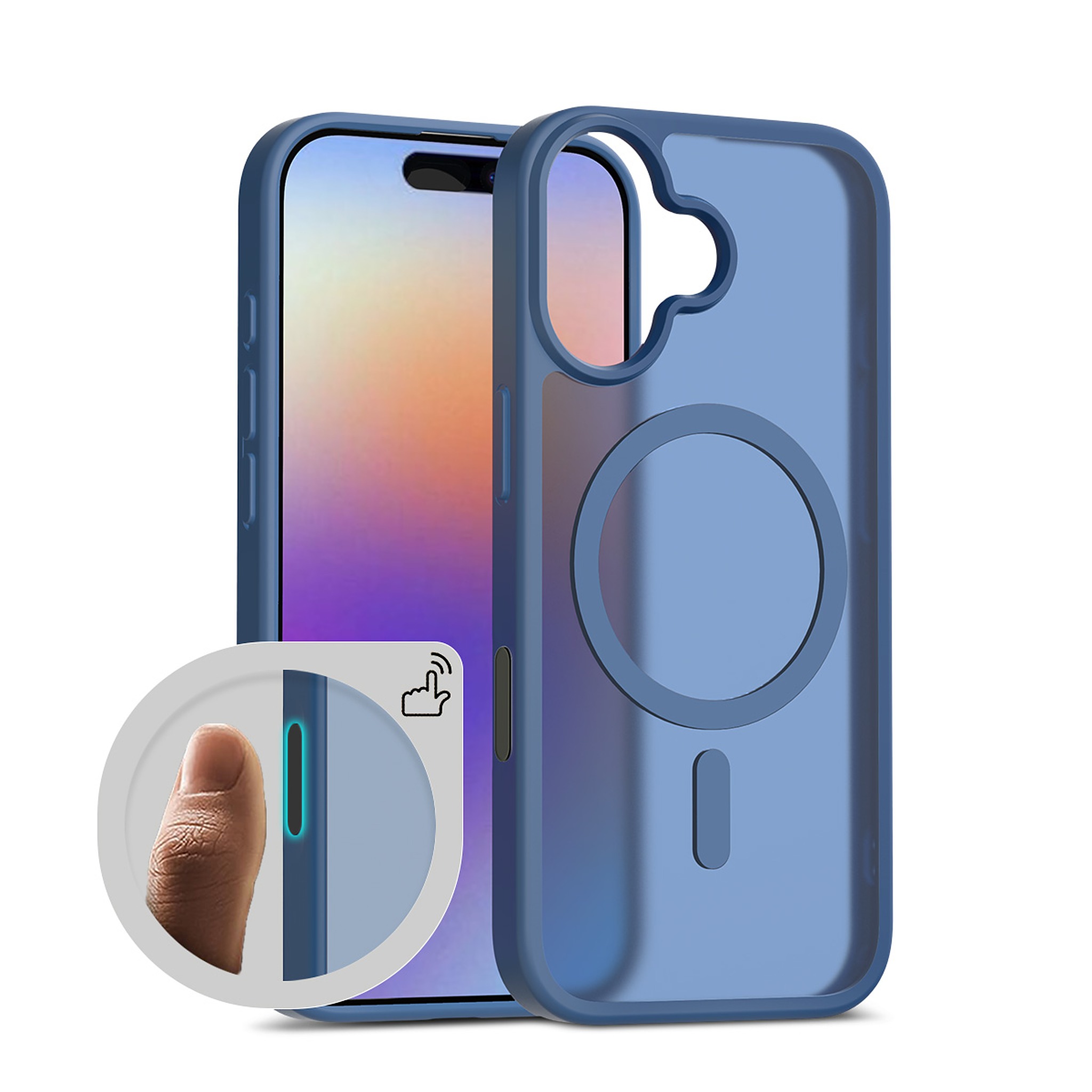 SendaFit Matte Skin-Feel Two-in-One Camera-Button Lanyard Hole MagSafe Case for iPhone 17 (Slim Speaker Port) - Royal Blue