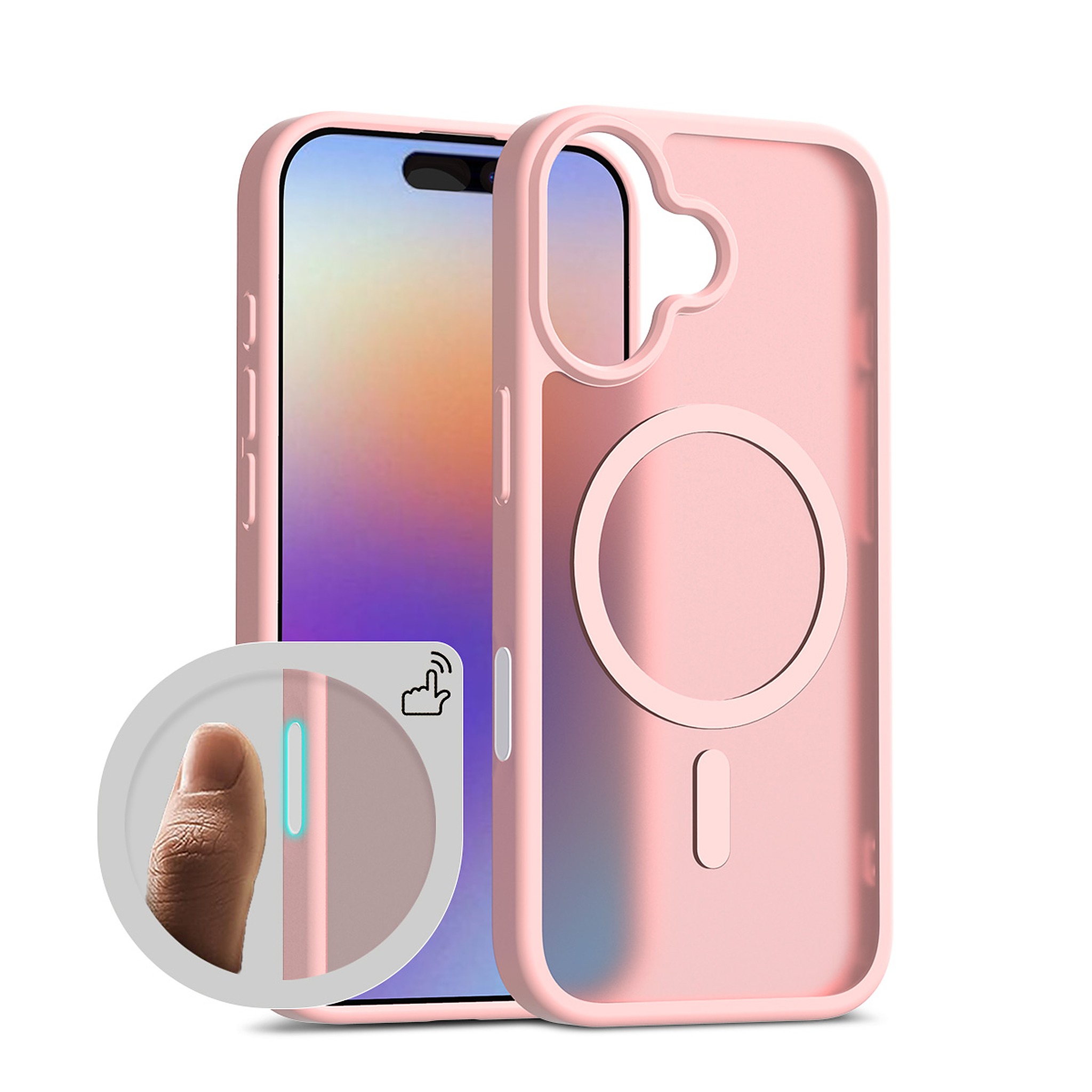 SendaFit Matte Skin-Feel Two-in-One Camera-Button Lanyard Hole MagSafe Case for iPhone 17 (Slim Speaker Port) - Light Pink