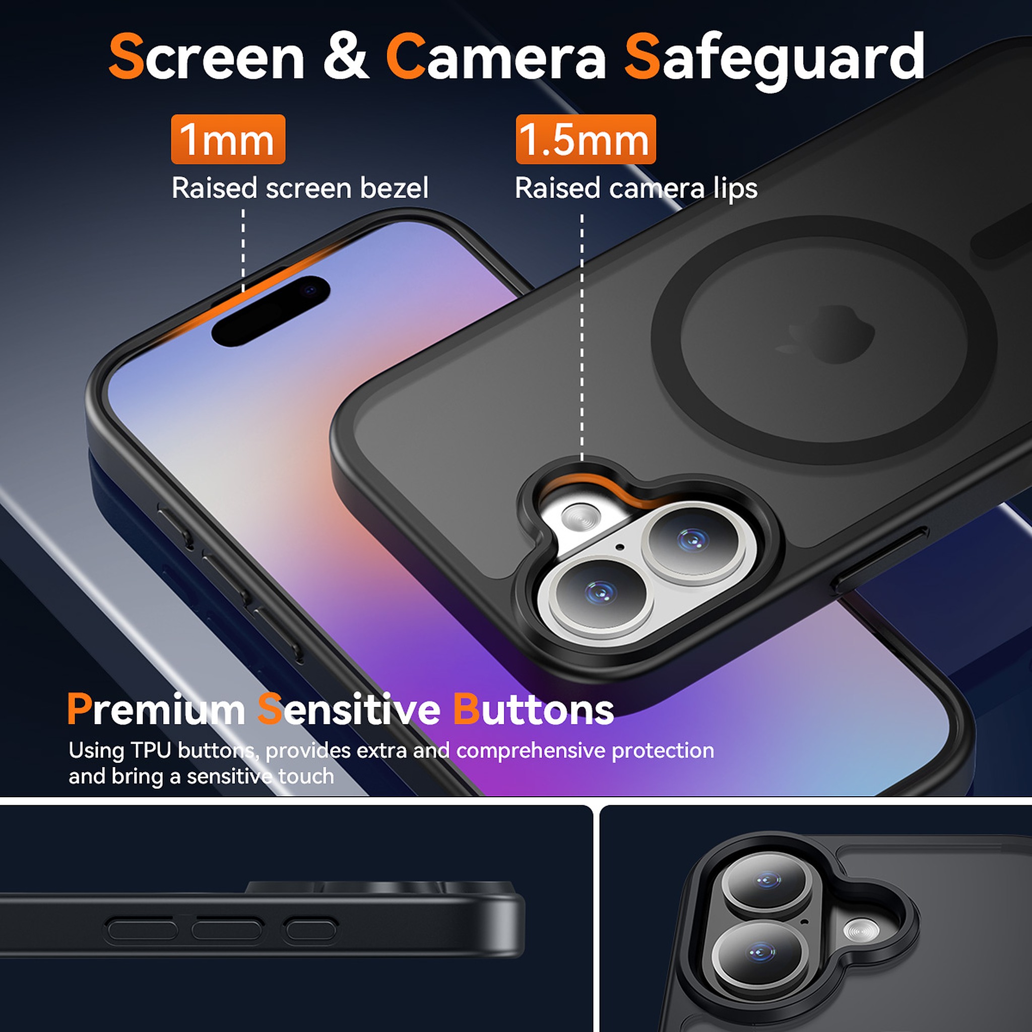 SendaFit Matte Skin-Feel Two-in-One Camera-Button Lanyard Hole MagSafe Case for iPhone 17 (Slim Speaker Port) detail 1