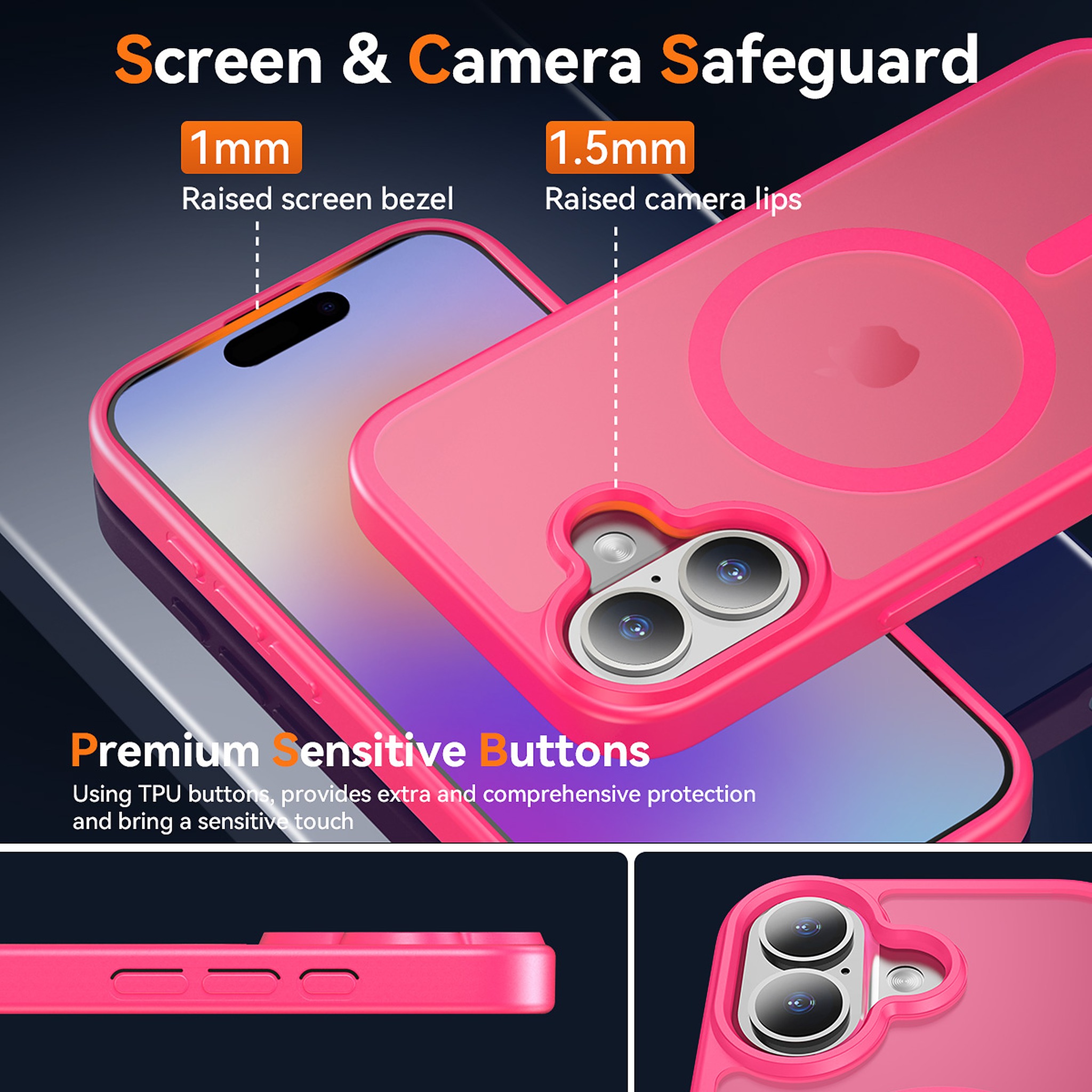 SendaFit Matte Skin-Feel Two-in-One Camera-Button Lanyard Hole MagSafe Case for iPhone 17 (Slim Speaker Port) detail 11