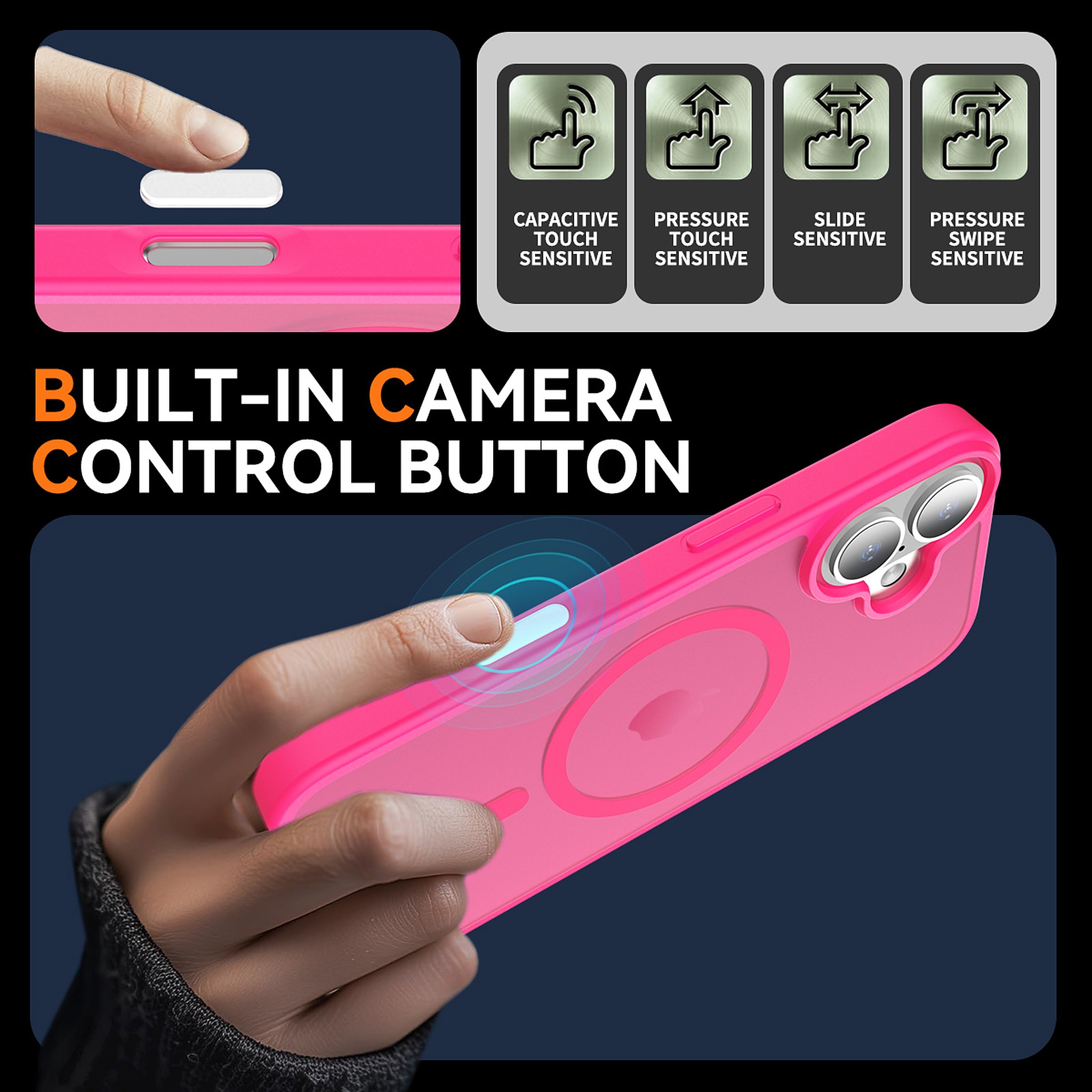 SendaFit Matte Skin-Feel Two-in-One Camera-Button Lanyard Hole MagSafe Case for iPhone 17 (Slim Speaker Port) detail 12