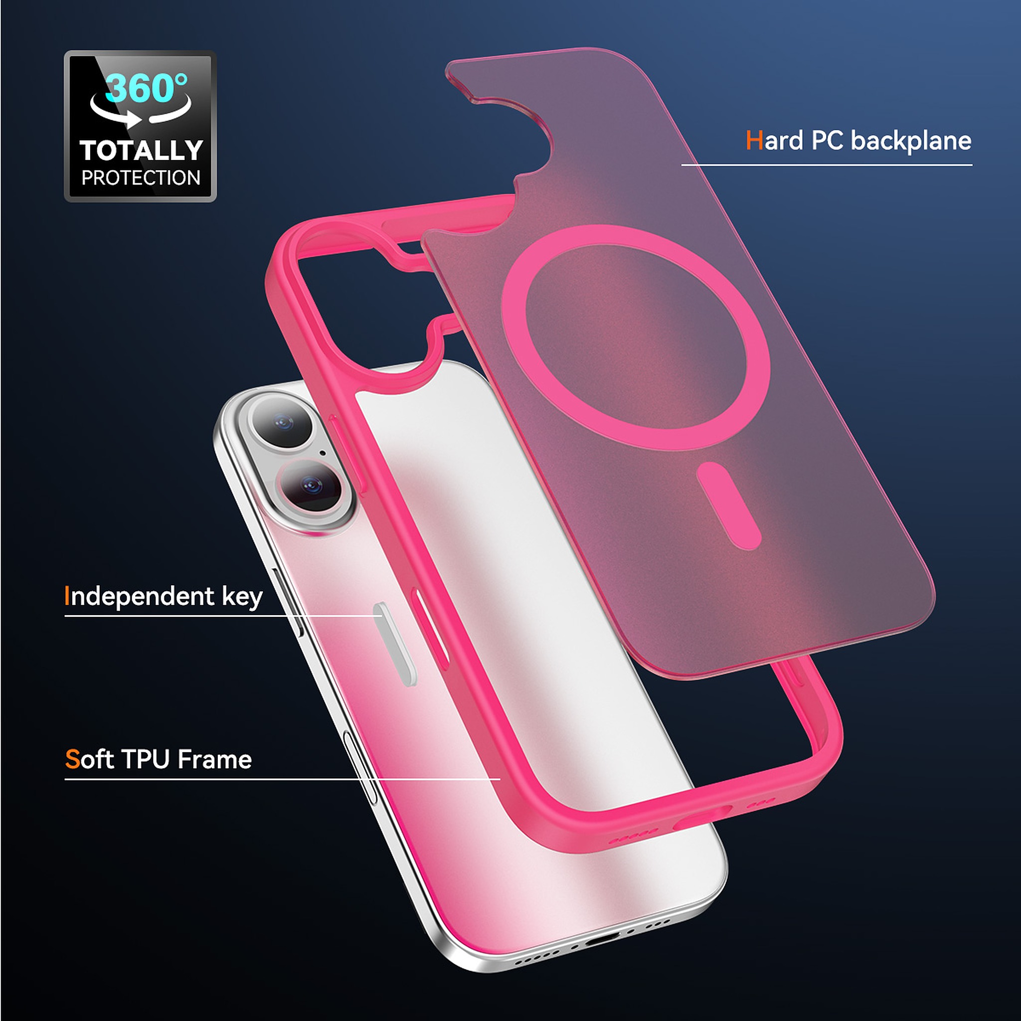 SendaFit Matte Skin-Feel Two-in-One Camera-Button Lanyard Hole MagSafe Case for iPhone 17 (Slim Speaker Port) detail 13