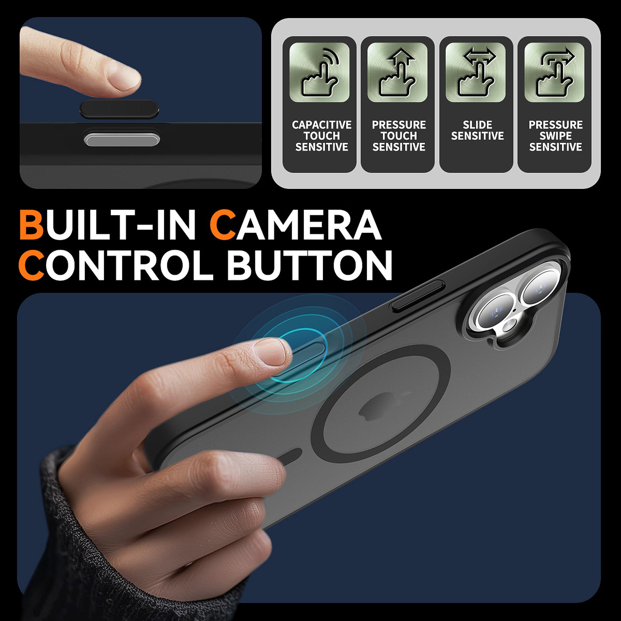 SendaFit Matte Skin-Feel Two-in-One Camera-Button Lanyard Hole MagSafe Case for iPhone 17 (Slim Speaker Port) detail 2