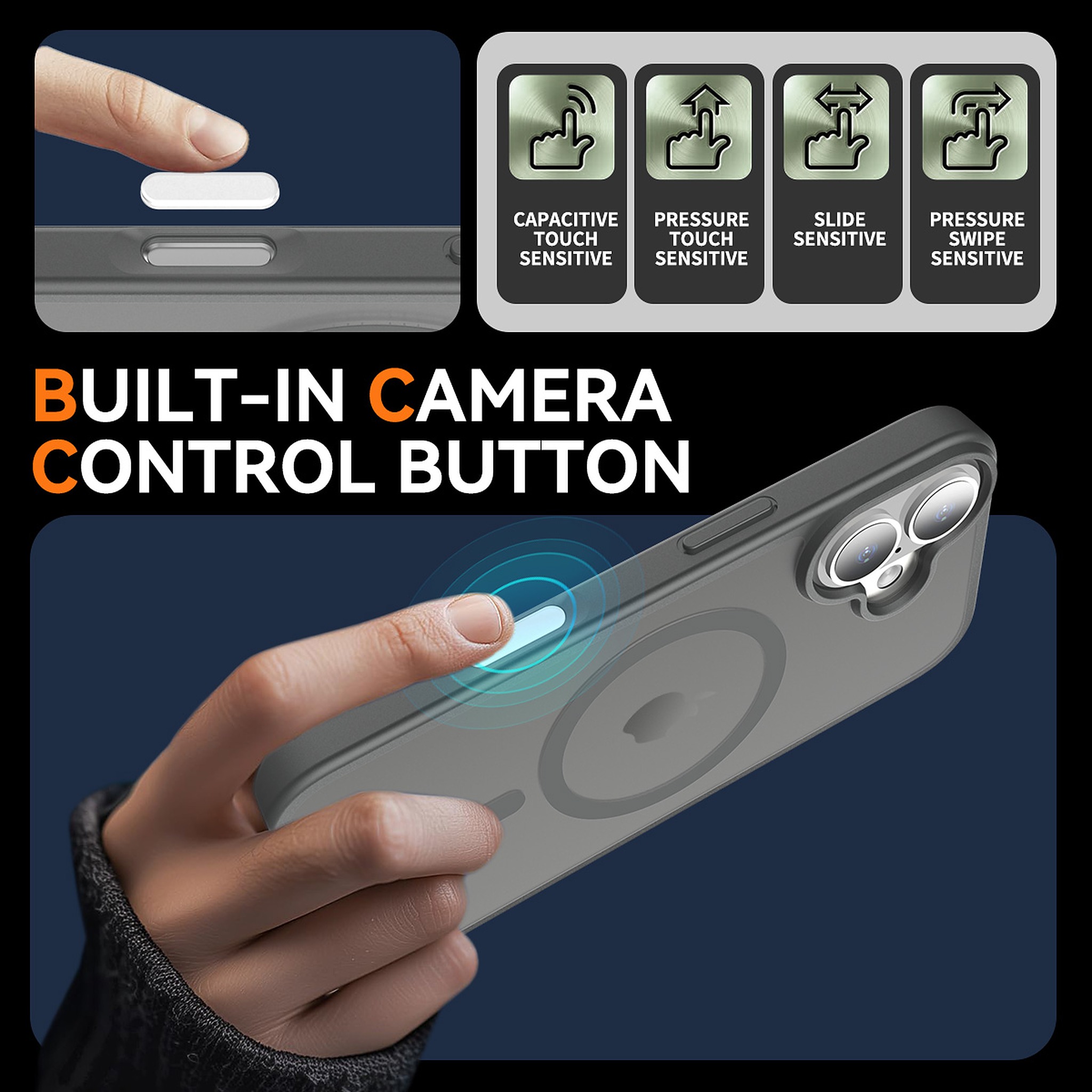 SendaFit Matte Skin-Feel Two-in-One Camera-Button Lanyard Hole MagSafe Case for iPhone 17 (Slim Speaker Port) detail 22