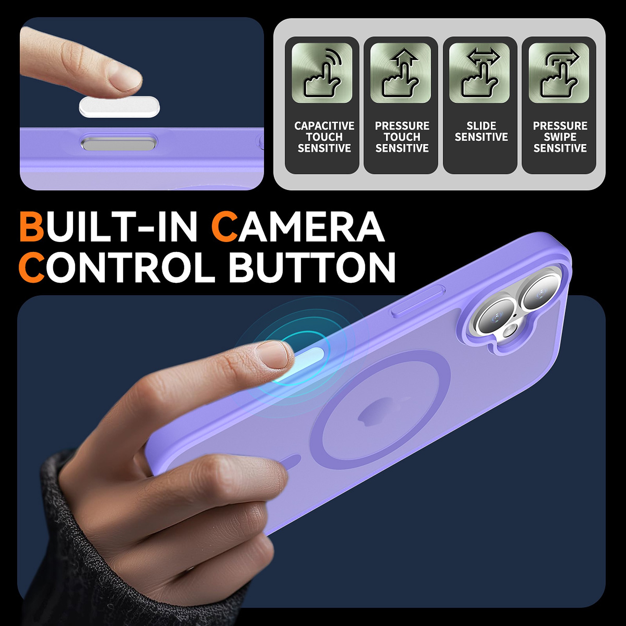 SendaFit Matte Skin-Feel Two-in-One Camera-Button Lanyard Hole MagSafe Case for iPhone 17 (Slim Speaker Port) detail 32