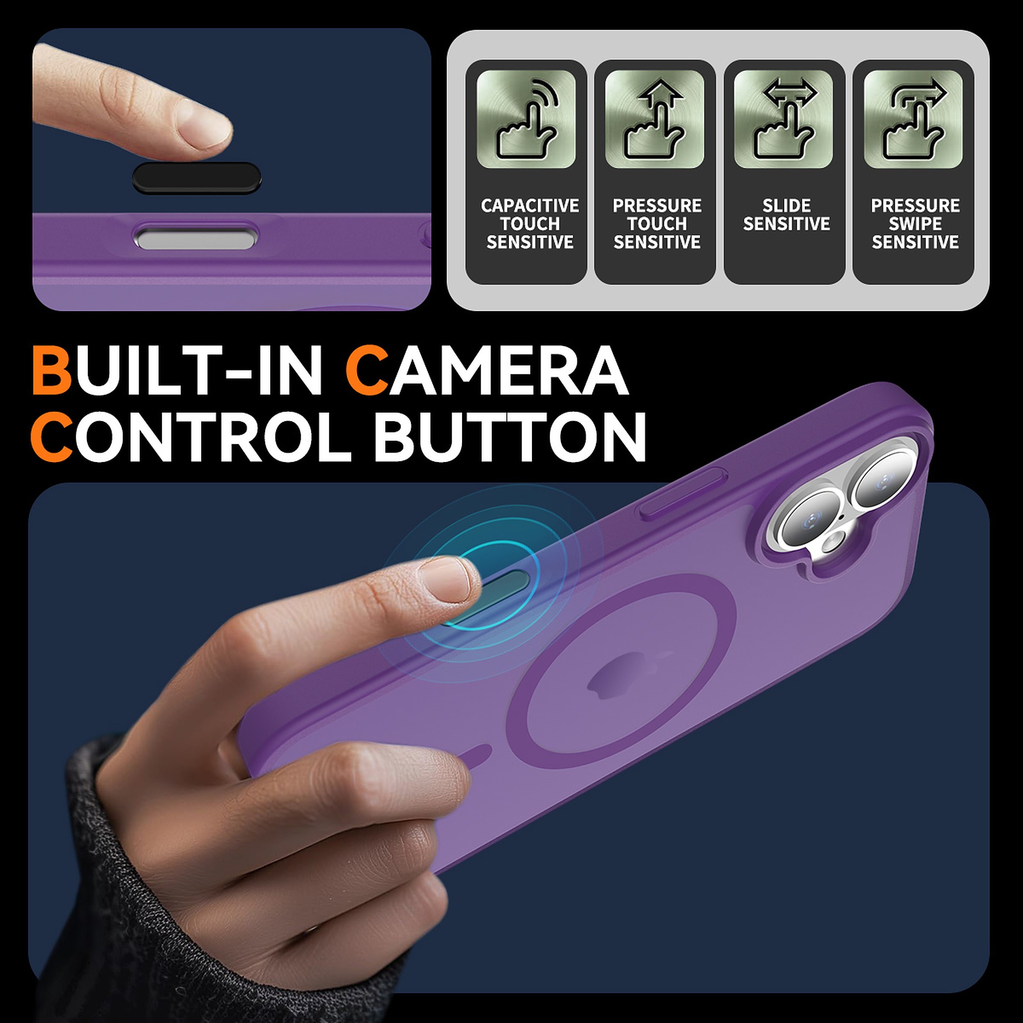 SendaFit Matte Skin-Feel Two-in-One Camera-Button Lanyard Hole MagSafe Case for iPhone 17 (Slim Speaker Port) detail 37