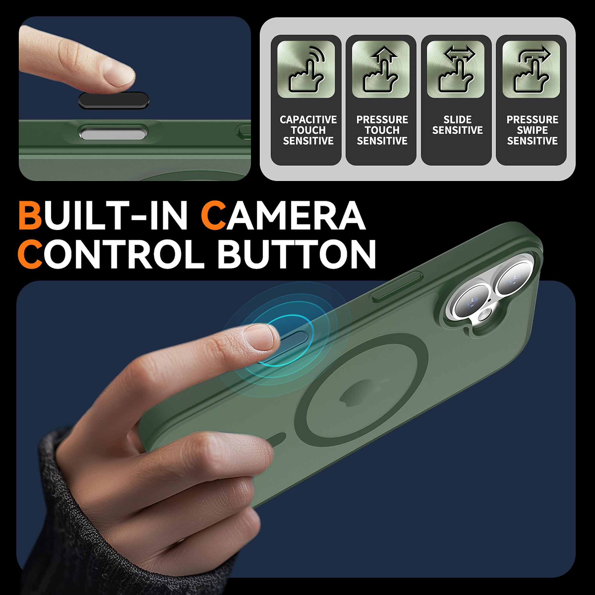 SendaFit Matte Skin-Feel Two-in-One Camera-Button Lanyard Hole MagSafe Case for iPhone 17 (Slim Speaker Port) detail 47