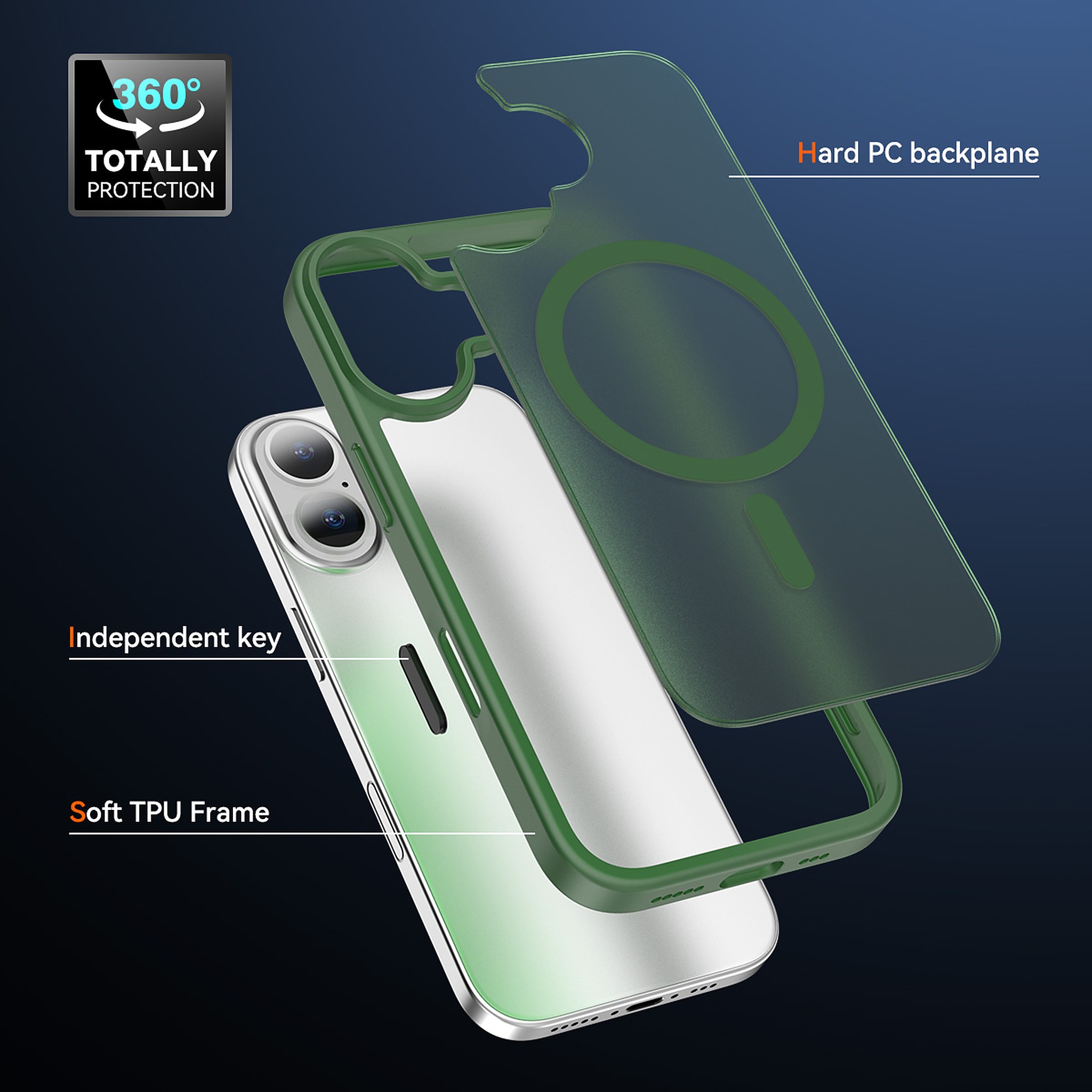 SendaFit Matte Skin-Feel Two-in-One Camera-Button Lanyard Hole MagSafe Case for iPhone 17 (Slim Speaker Port) detail 48