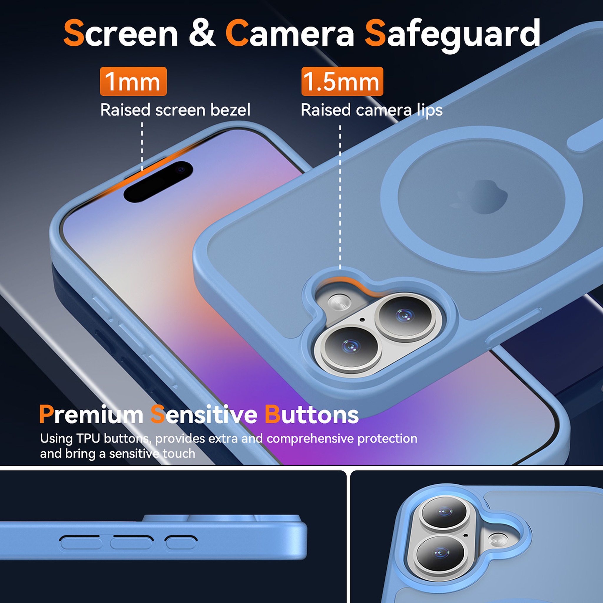 SendaFit Matte Skin-Feel Two-in-One Camera-Button Lanyard Hole MagSafe Case for iPhone 17 (Slim Speaker Port) detail 6