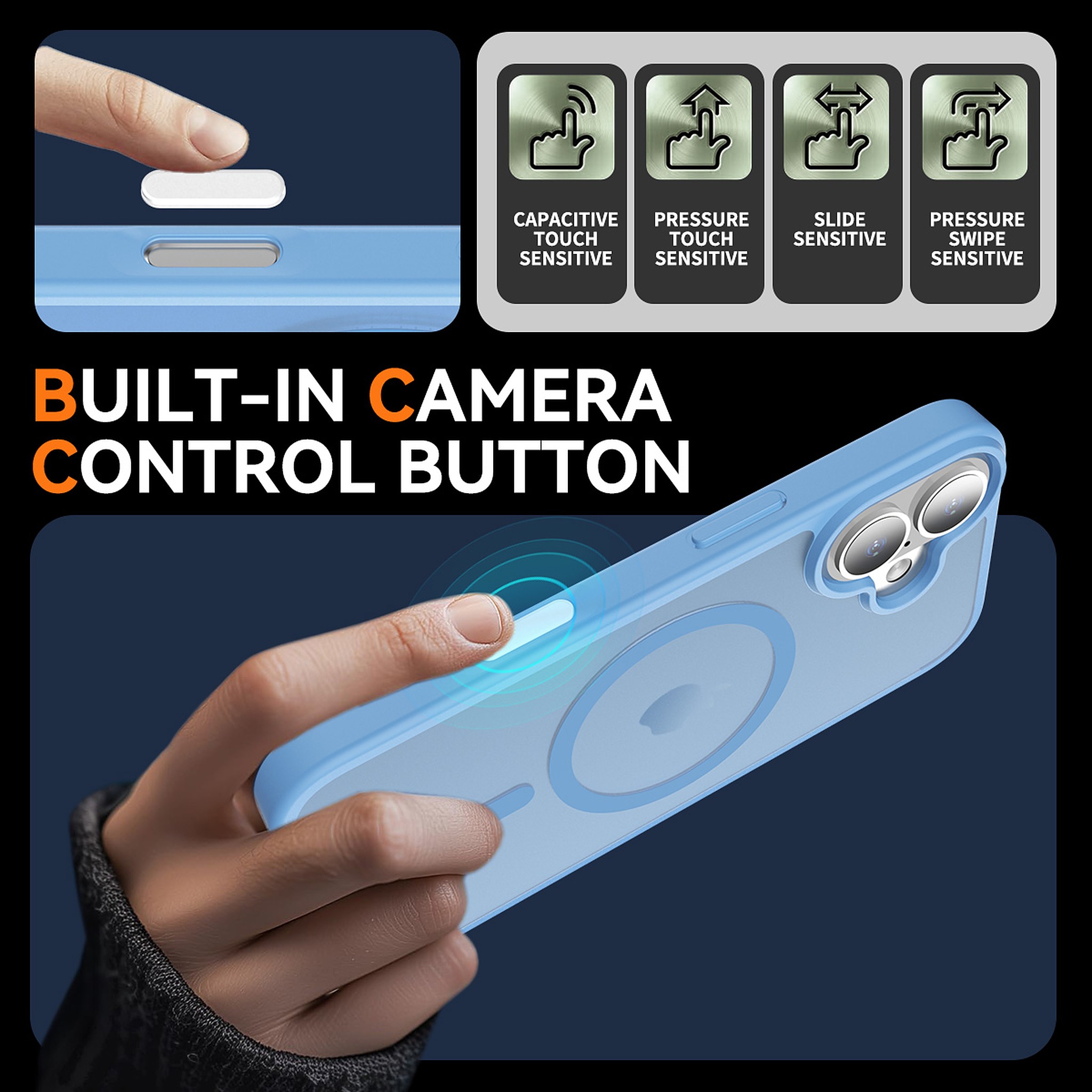 SendaFit Matte Skin-Feel Two-in-One Camera-Button Lanyard Hole MagSafe Case for iPhone 17 (Slim Speaker Port) detail 7