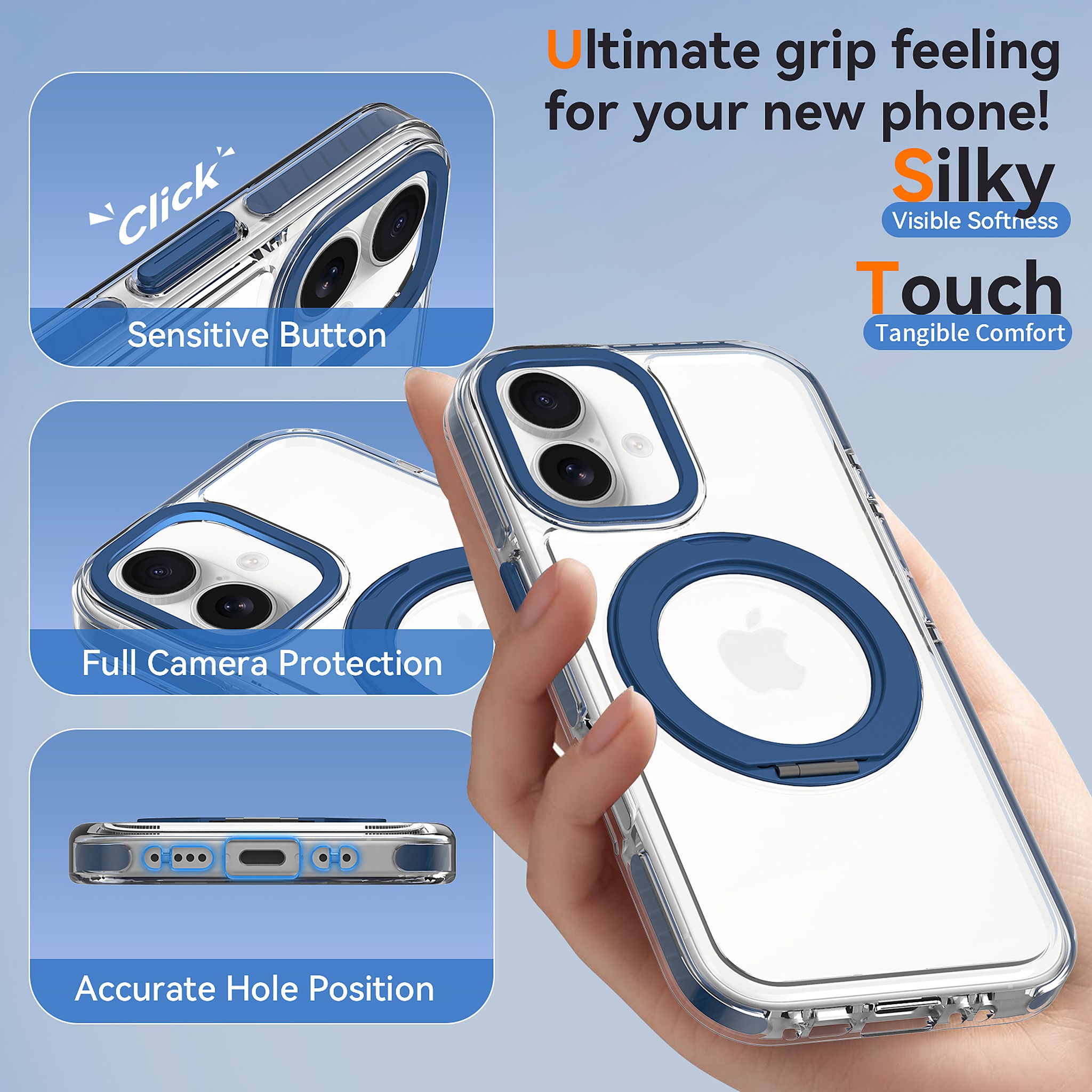 SendaFit Iridescent Clear 360° Stand Case for iPhone 17 detail 1