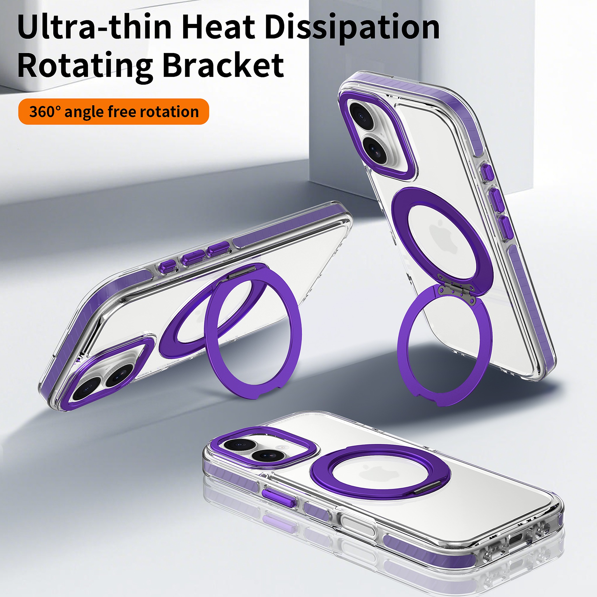 SendaFit Iridescent Clear 360° Stand Case for iPhone 17 detail 10