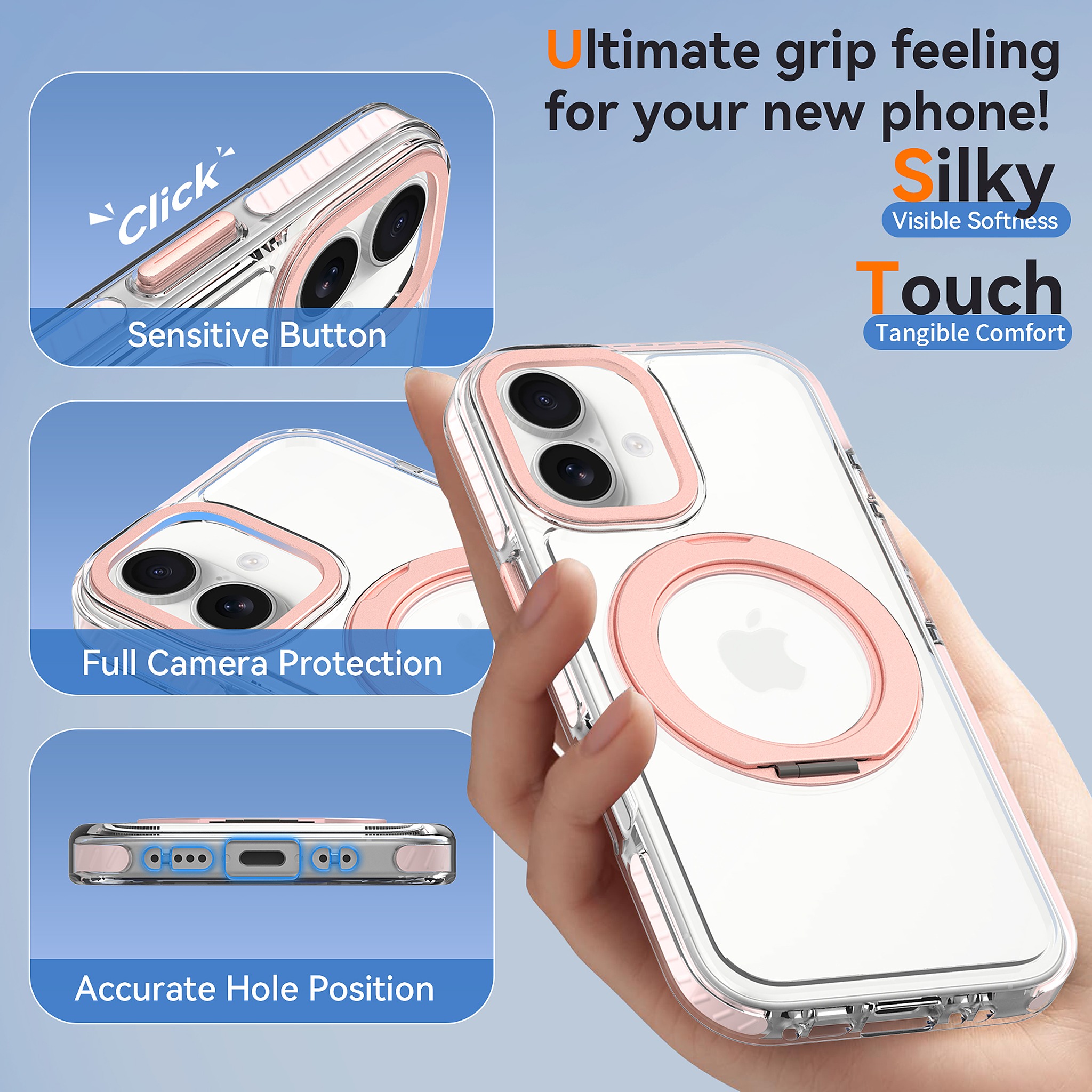 SendaFit Iridescent Clear 360° Stand Case for iPhone 17 detail 17