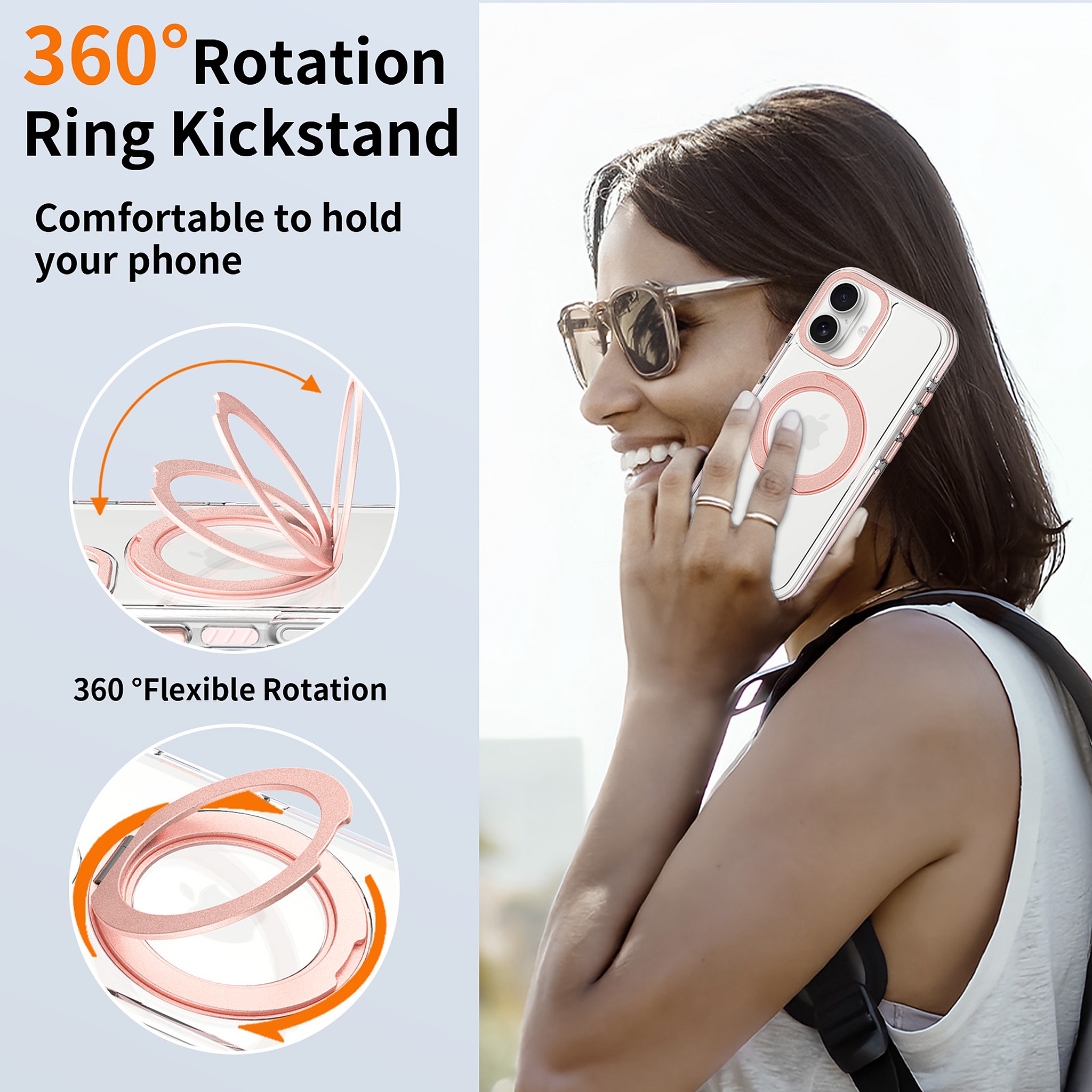 SendaFit Iridescent Clear 360° Stand Case for iPhone 17 detail 18
