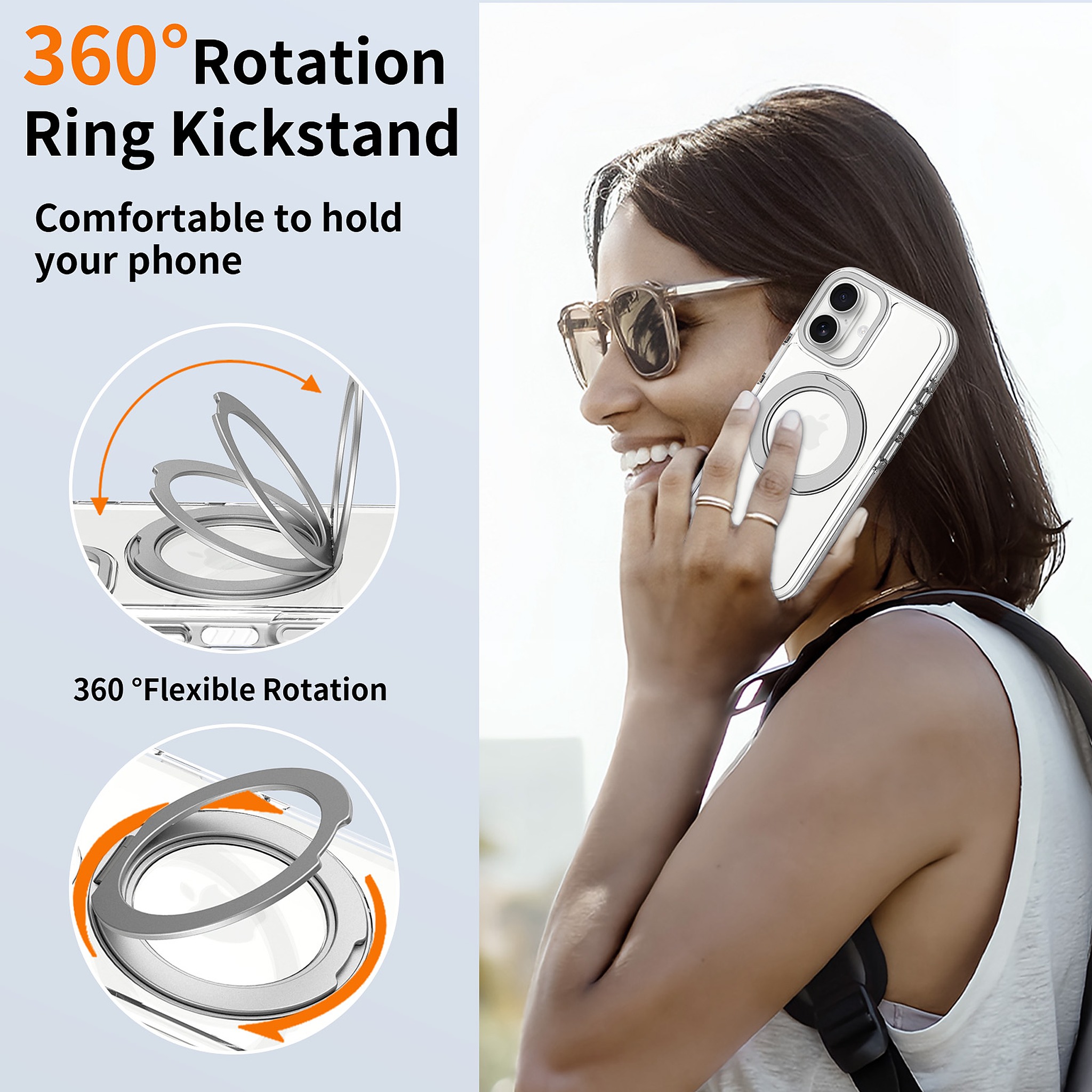 SendaFit Iridescent Clear 360° Stand Case for iPhone 17 detail 24