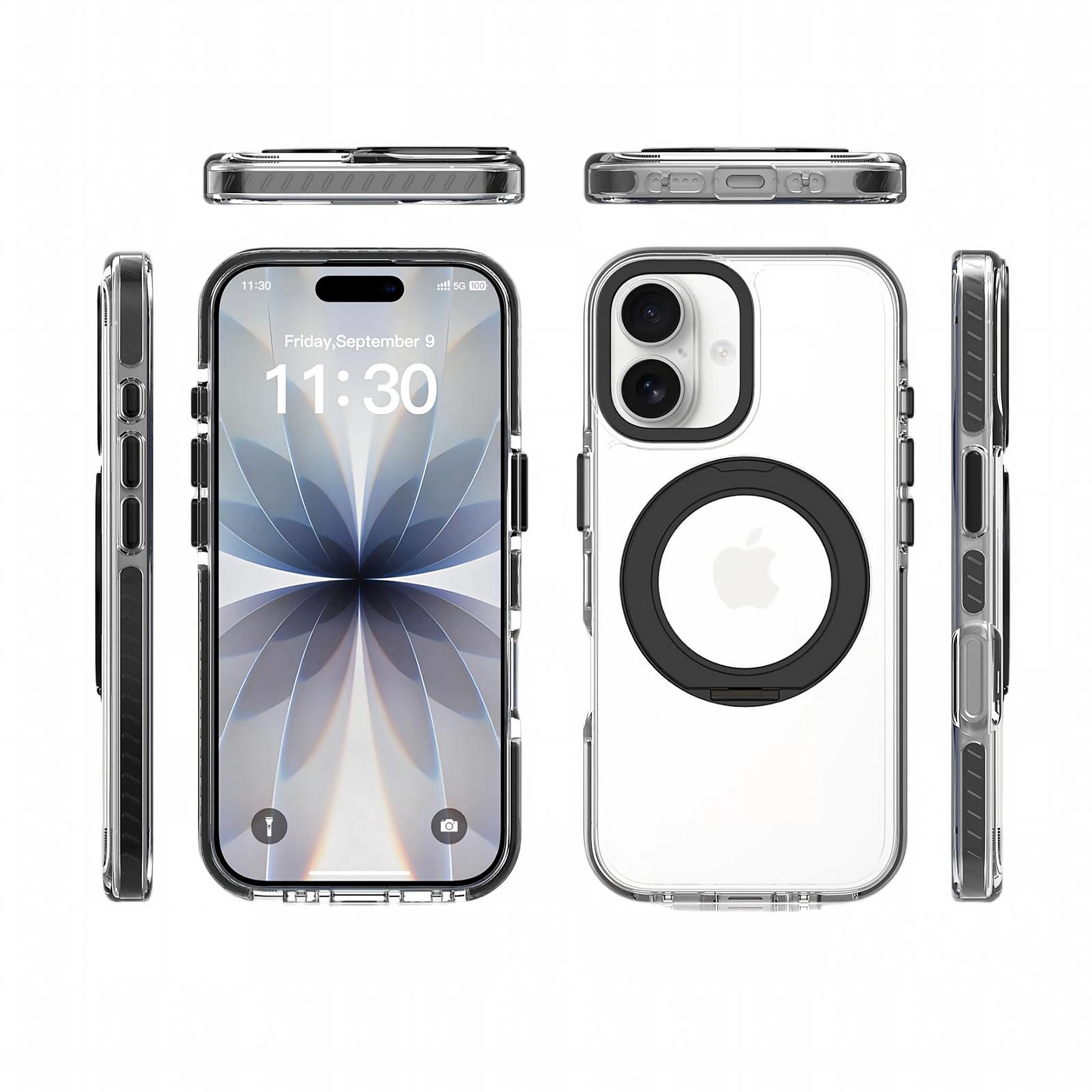 SendaFit Iridescent Clear 360° Stand Case for iPhone 17