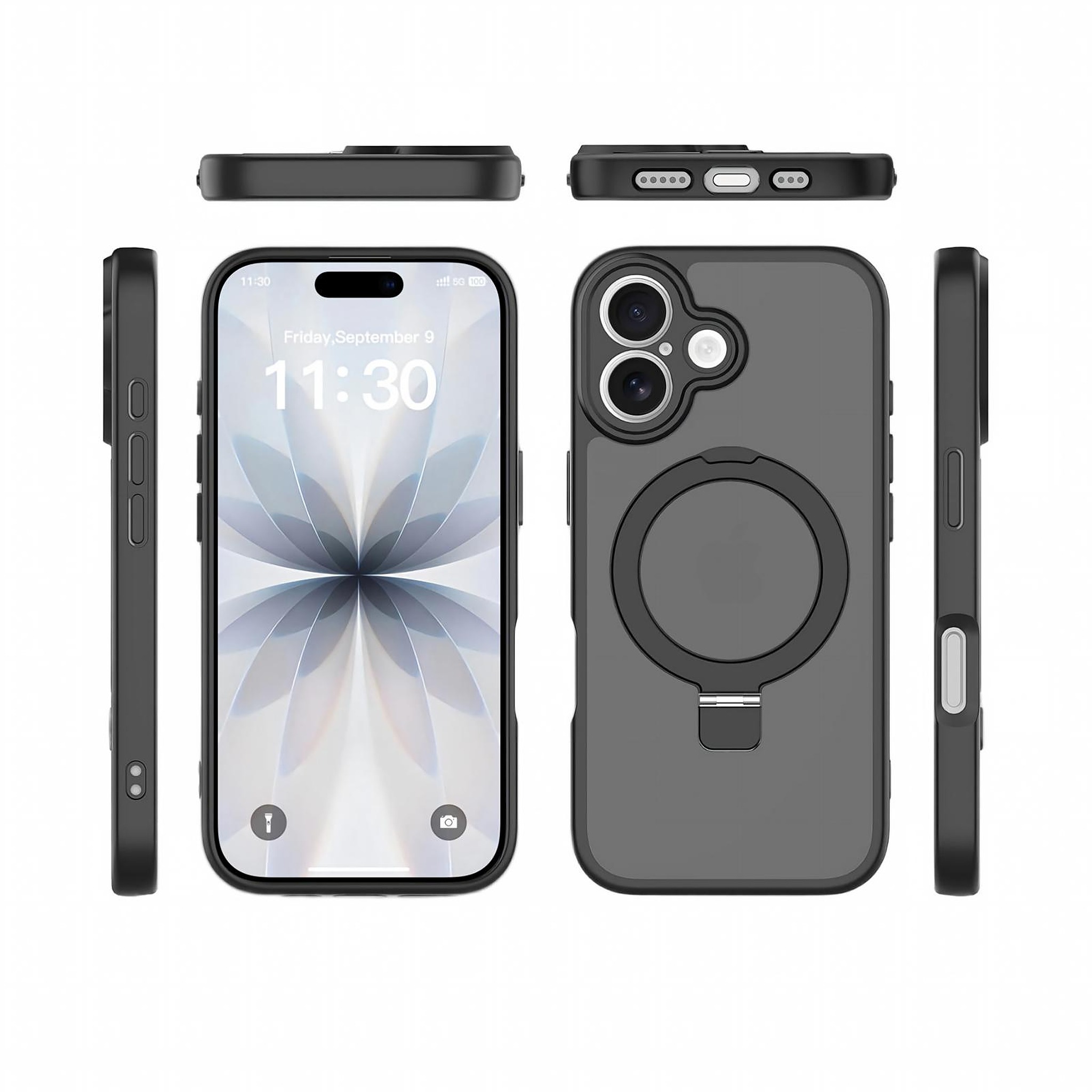 SendaFit Precise-Cutout Matte Skin-Feel Racket-Stand Case for iPhone 17