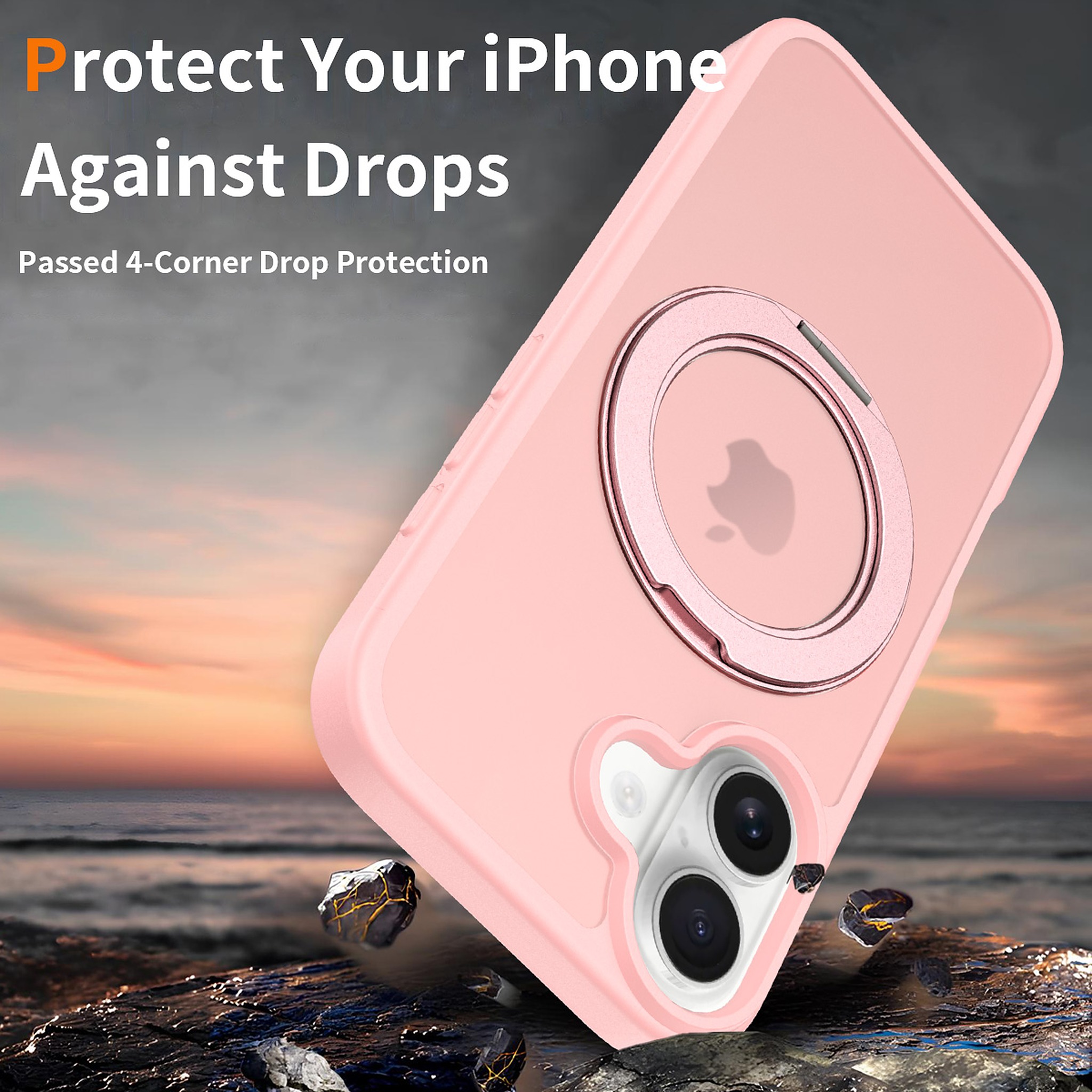 SendaFit Matte Skin-Feel 360° Stand Case for iPhone 17 (Orange Accent) detail 1
