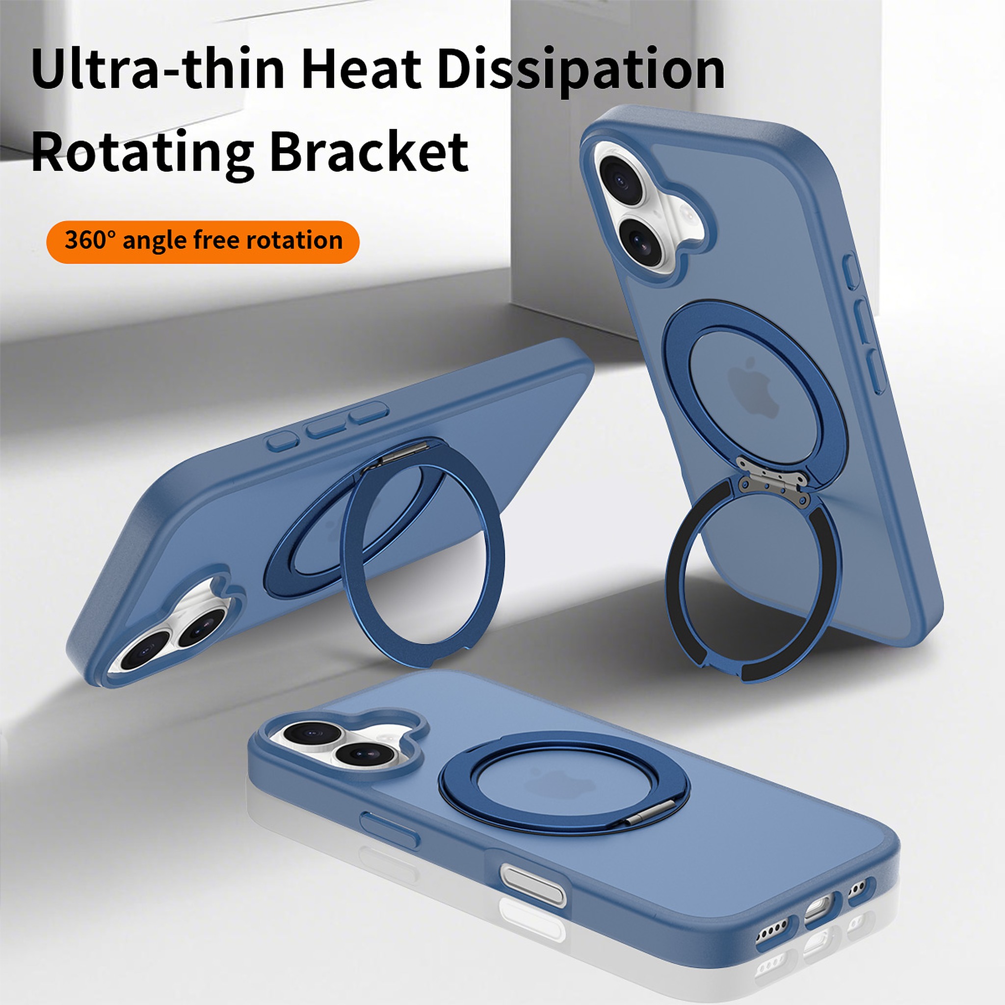 SendaFit Matte Skin-Feel 360° Stand Case for iPhone 17 (Orange Accent) detail 14