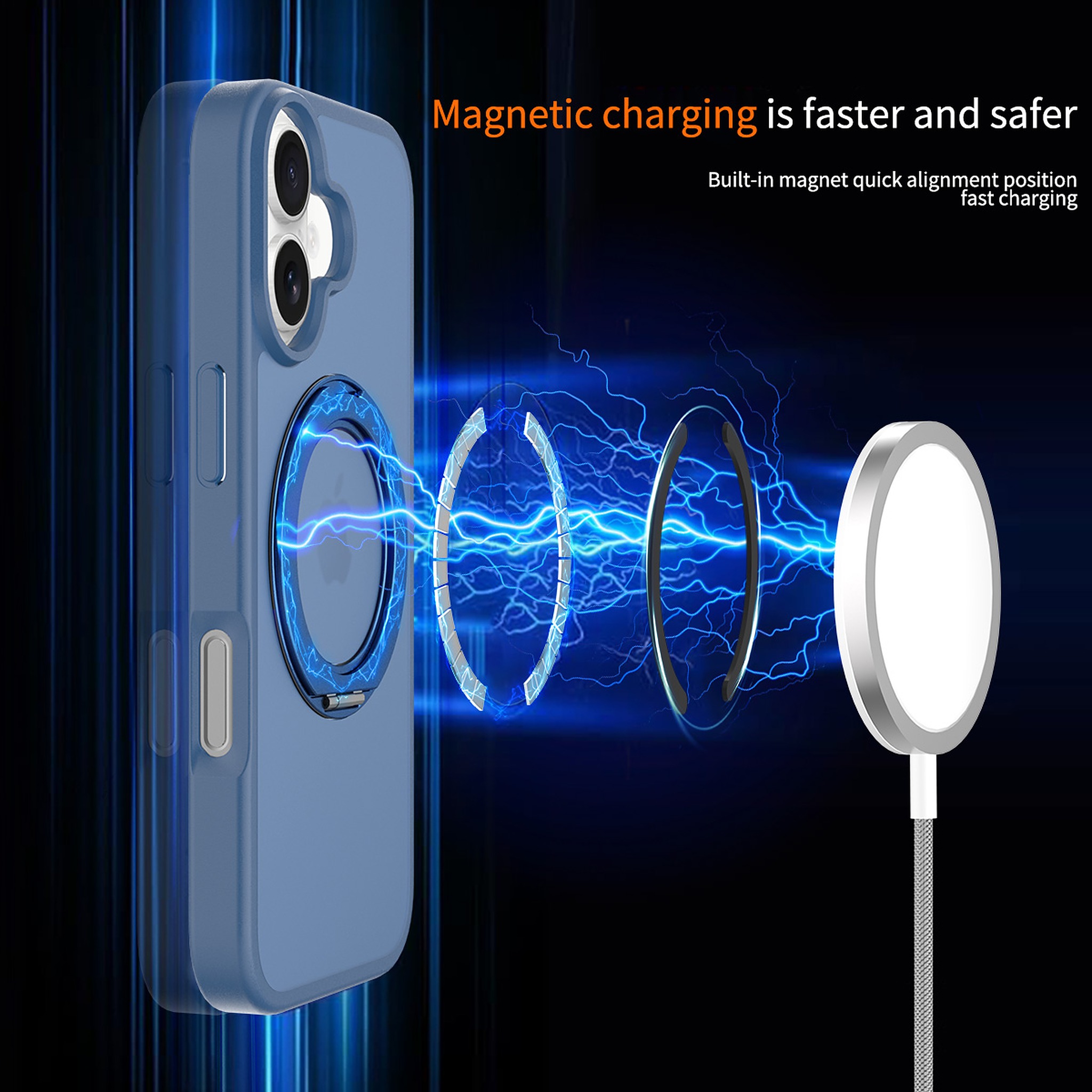 SendaFit Matte Skin-Feel 360° Stand Case for iPhone 17 (Orange Accent) detail 15