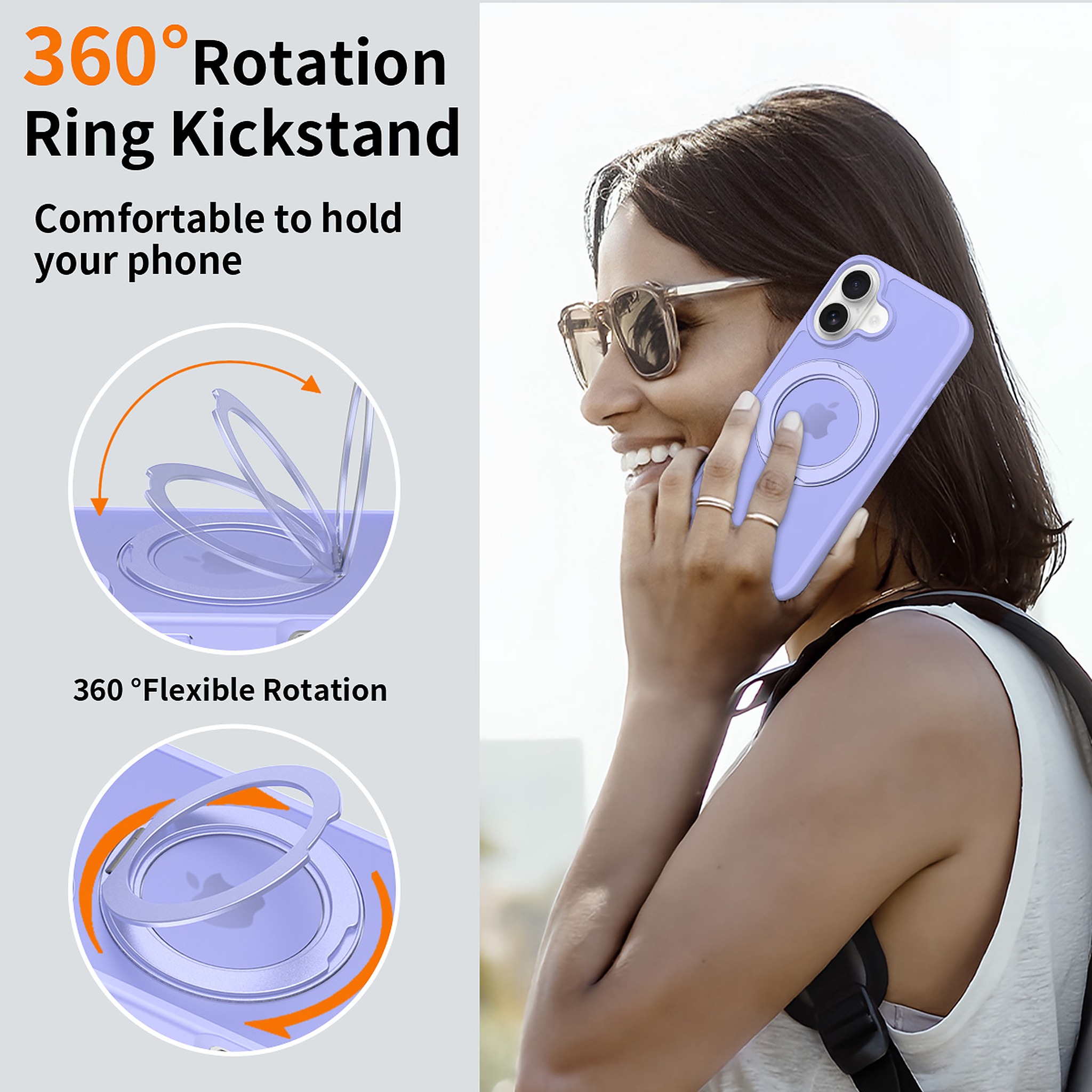 SendaFit Matte Skin-Feel 360° Stand Case for iPhone 17 (Orange Accent) detail 17