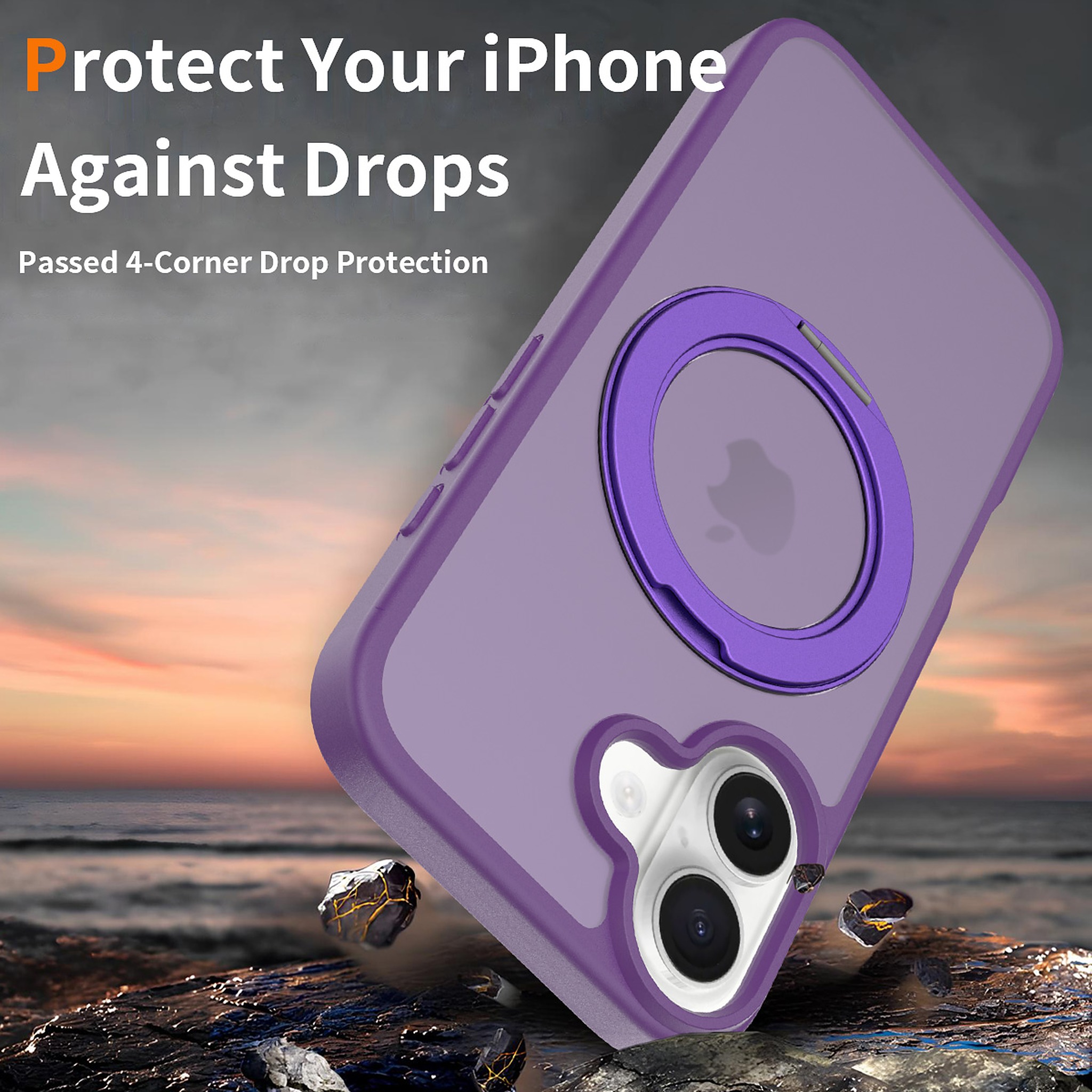 SendaFit Matte Skin-Feel 360° Stand Case for iPhone 17 (Orange Accent) detail 22