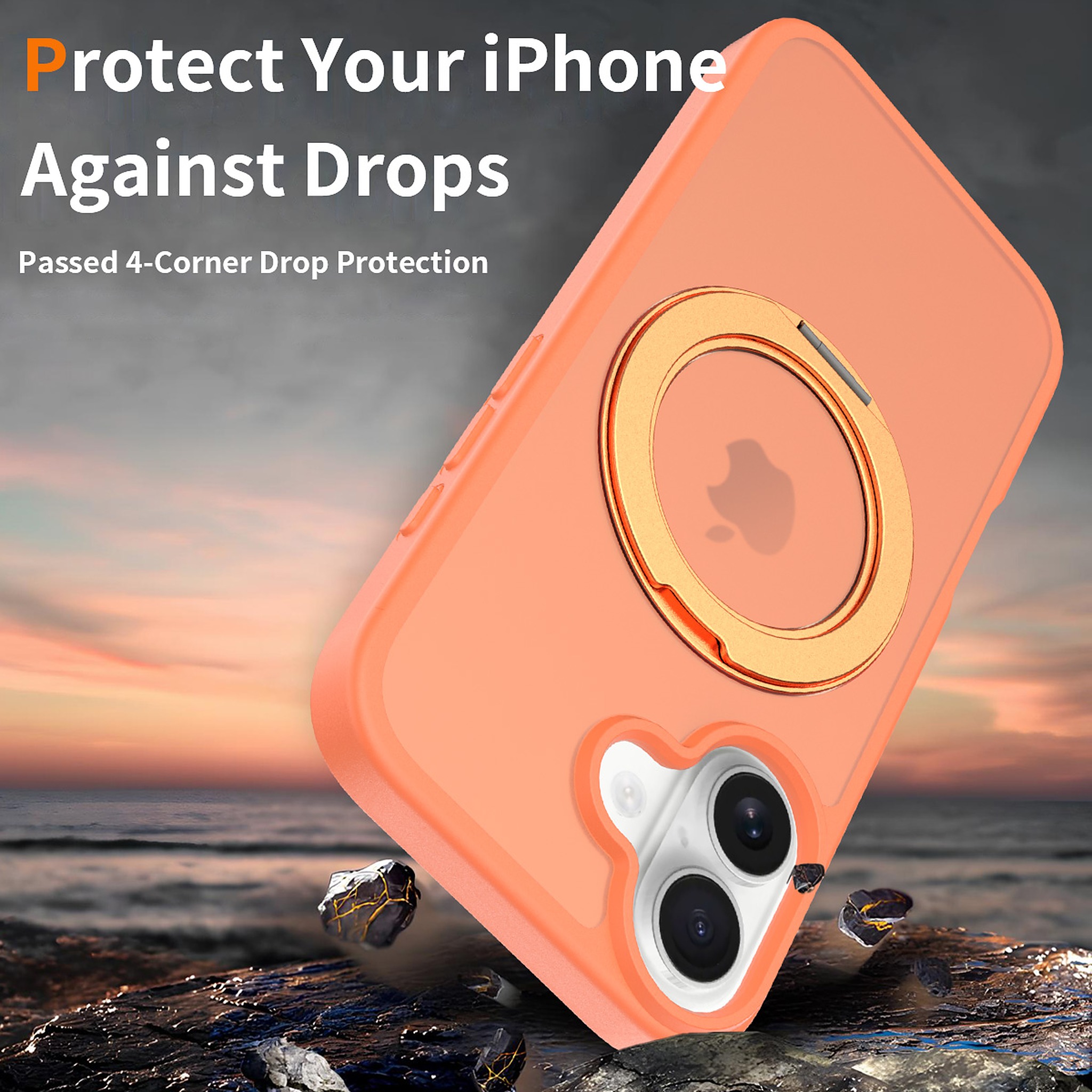 SendaFit Matte Skin-Feel 360° Stand Case for iPhone 17 (Orange Accent) detail 28