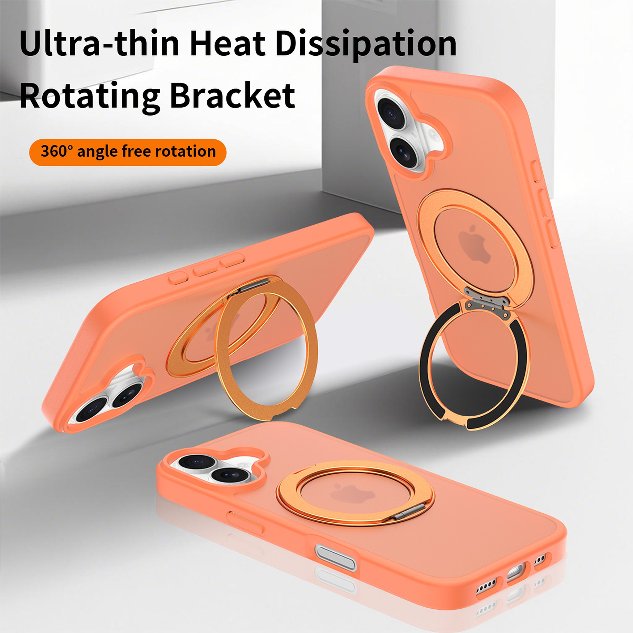 SendaFit Matte Skin-Feel 360° Stand Case for iPhone 17 (Orange Accent) detail 31