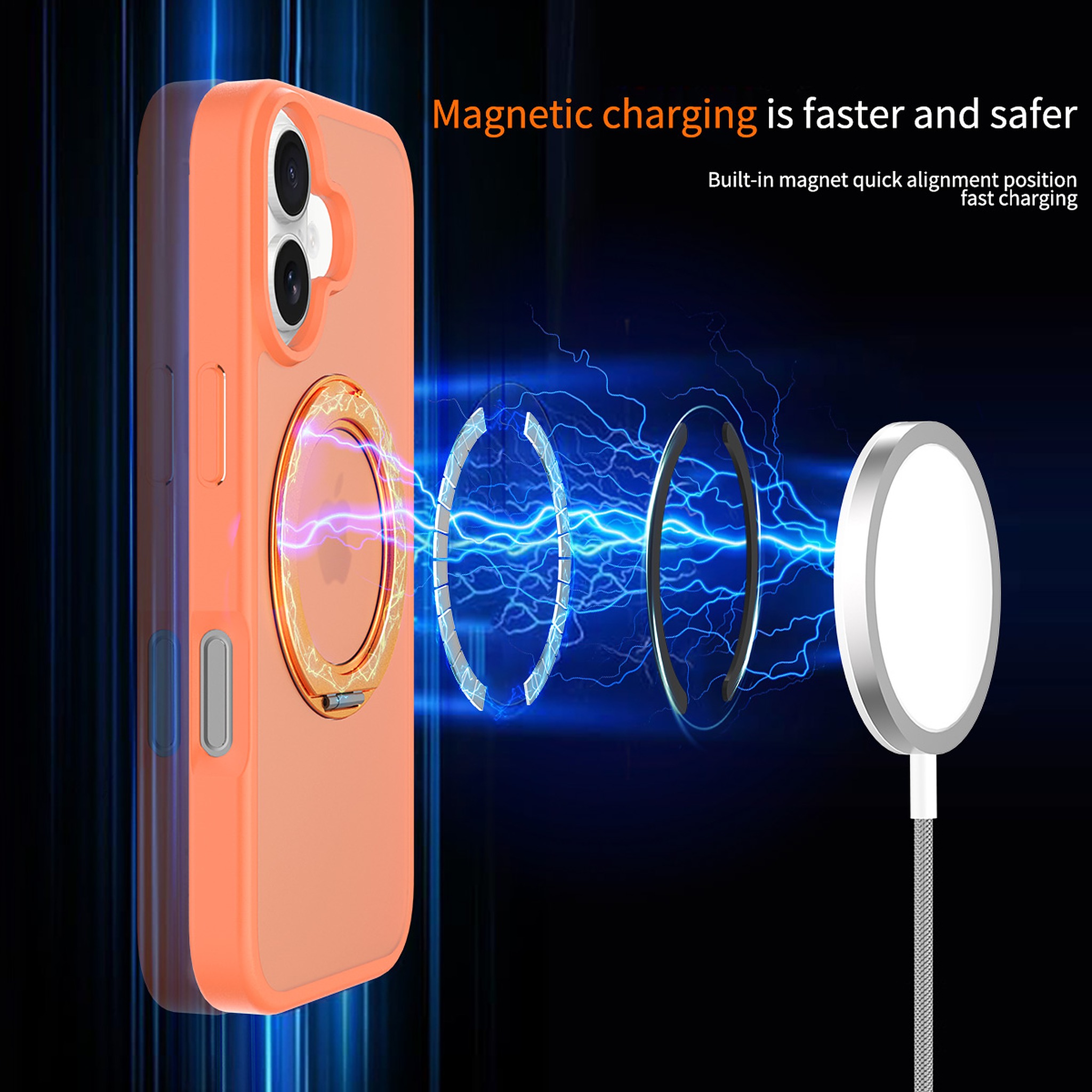 SendaFit Matte Skin-Feel 360° Stand Case for iPhone 17 (Orange Accent) detail 32