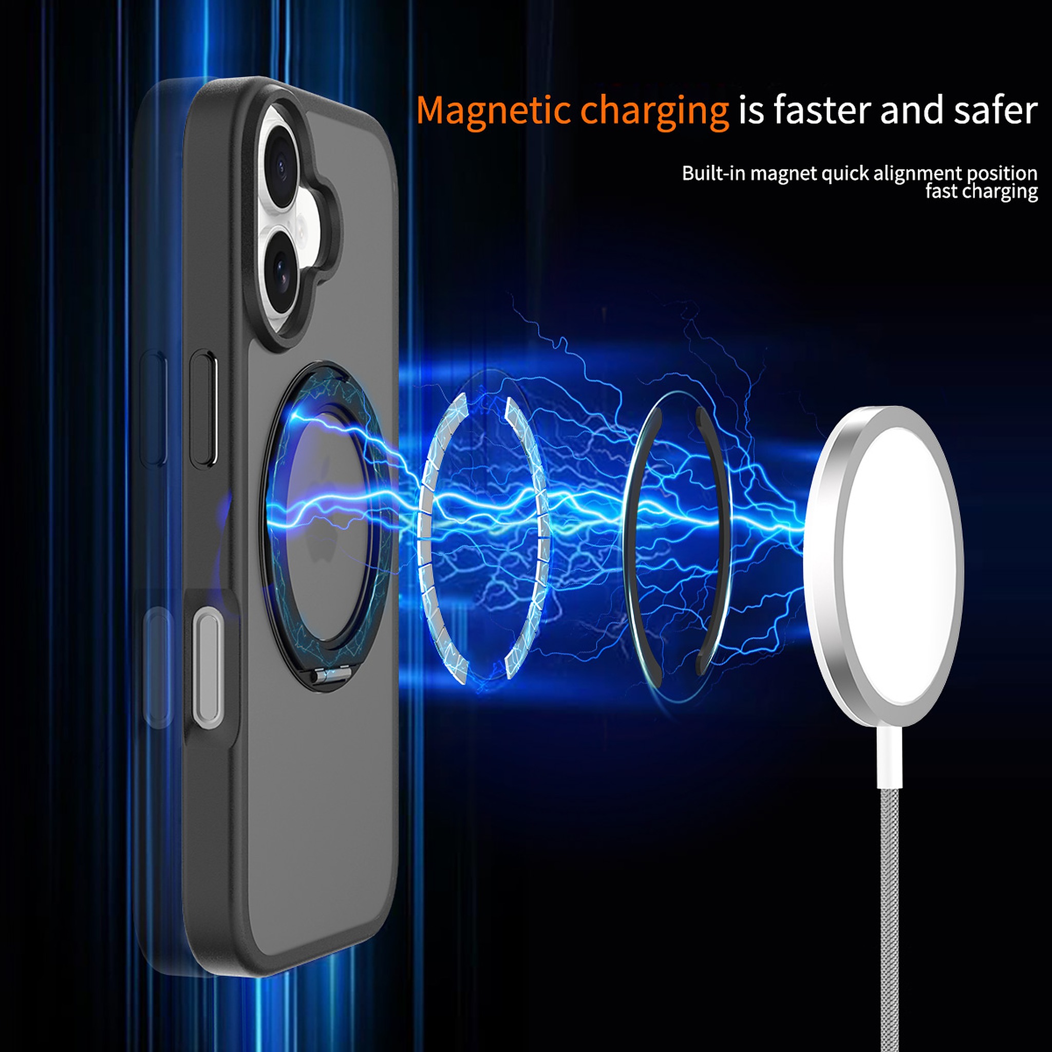 SendaFit Matte Skin-Feel 360° Stand Case for iPhone 17 (Orange Accent) detail 35