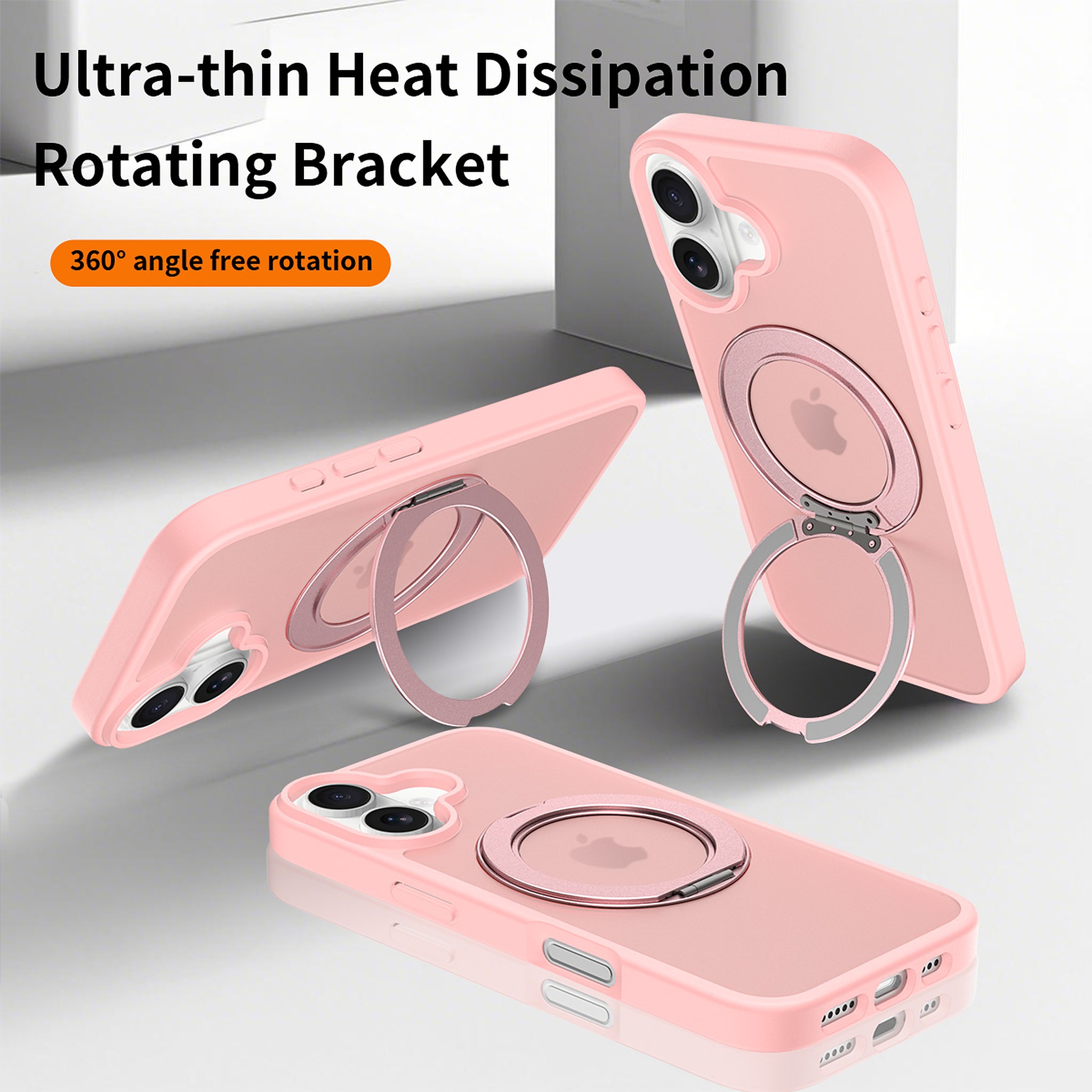 SendaFit Matte Skin-Feel 360° Stand Case for iPhone 17 (Orange Accent) detail 4